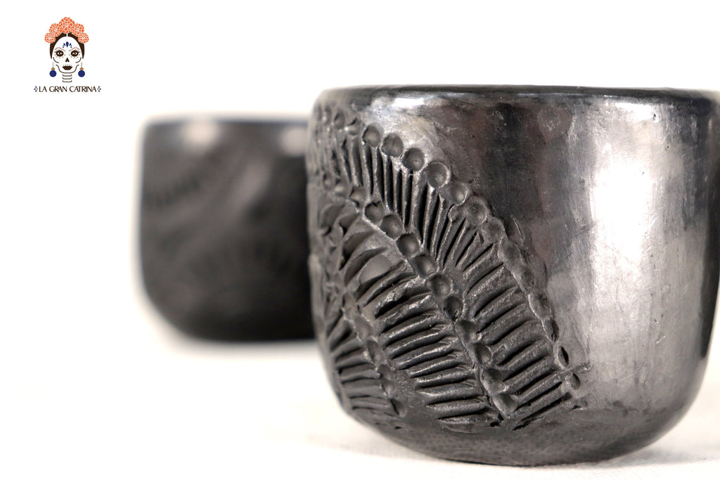 Handcrafted Black Clay Shot Glasses - Wholesale 10+ Pieces or More. 2.5 in. Tere Oax