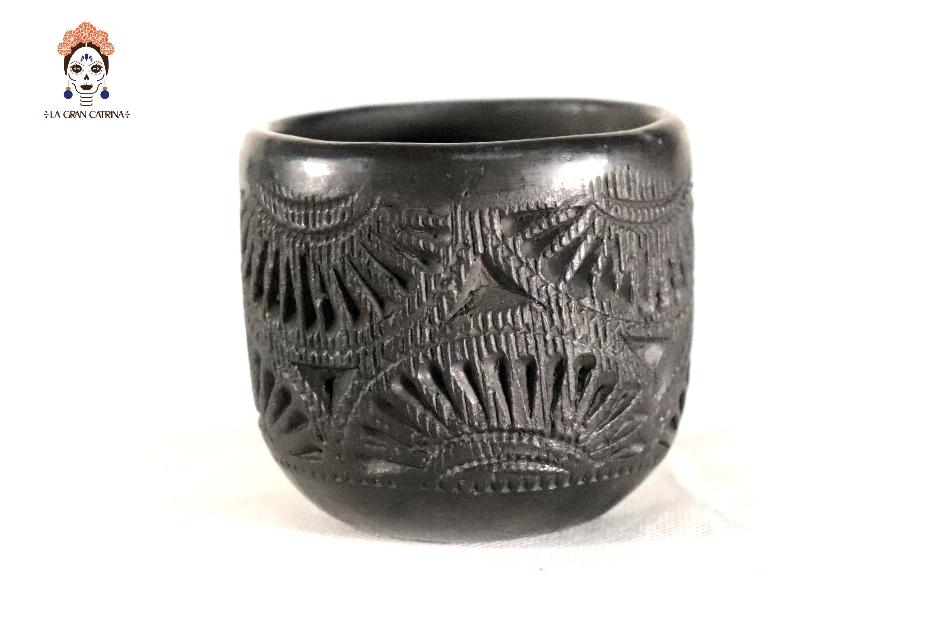 Handcrafted Black Clay Shot Glasses - Wholesale 10+ Pieces or More. 2.5 in. Tere Oax