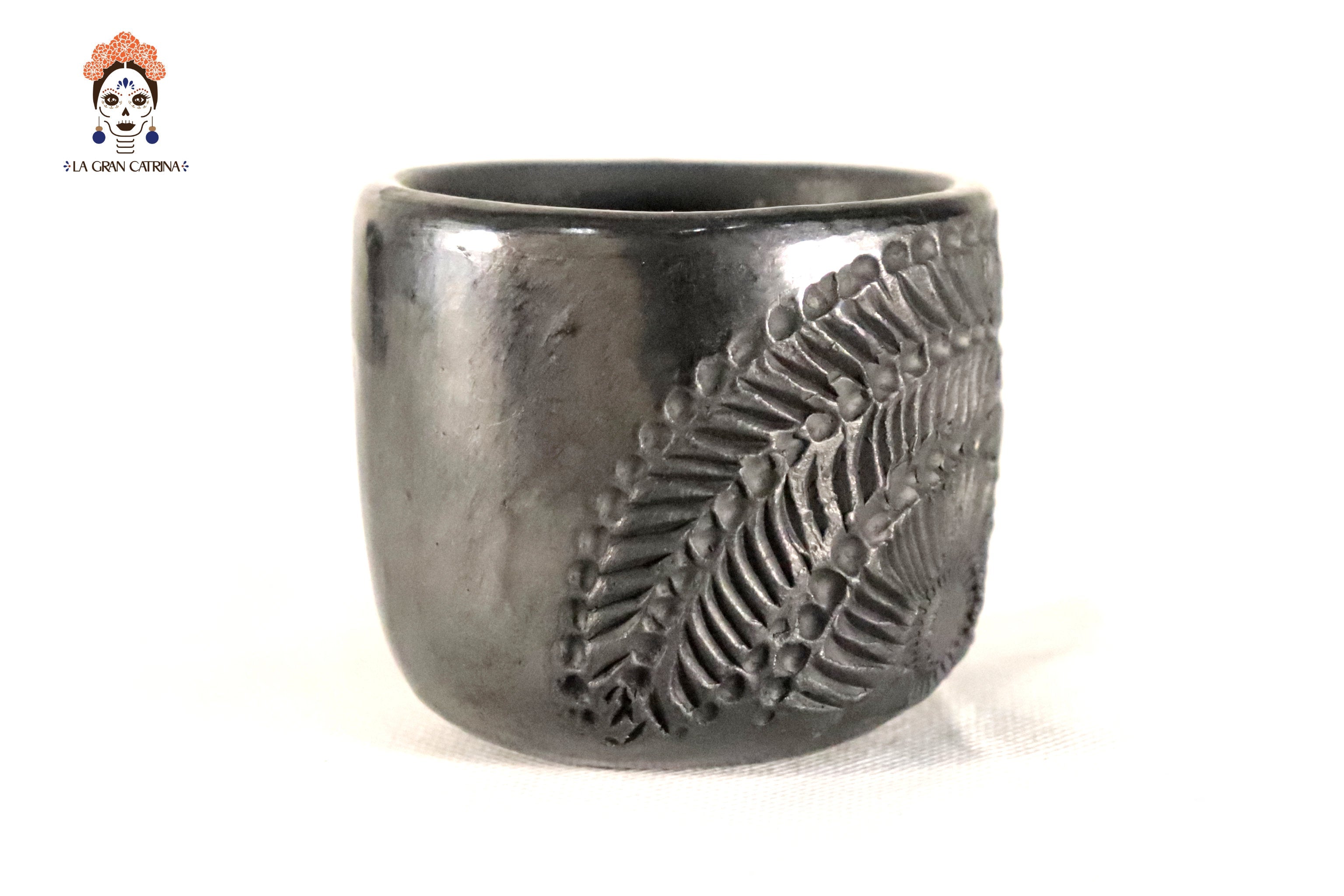 Handcrafted Black Clay Shot Glasses - Wholesale 10+ Pieces or More. 2.5 in. Tere Oax