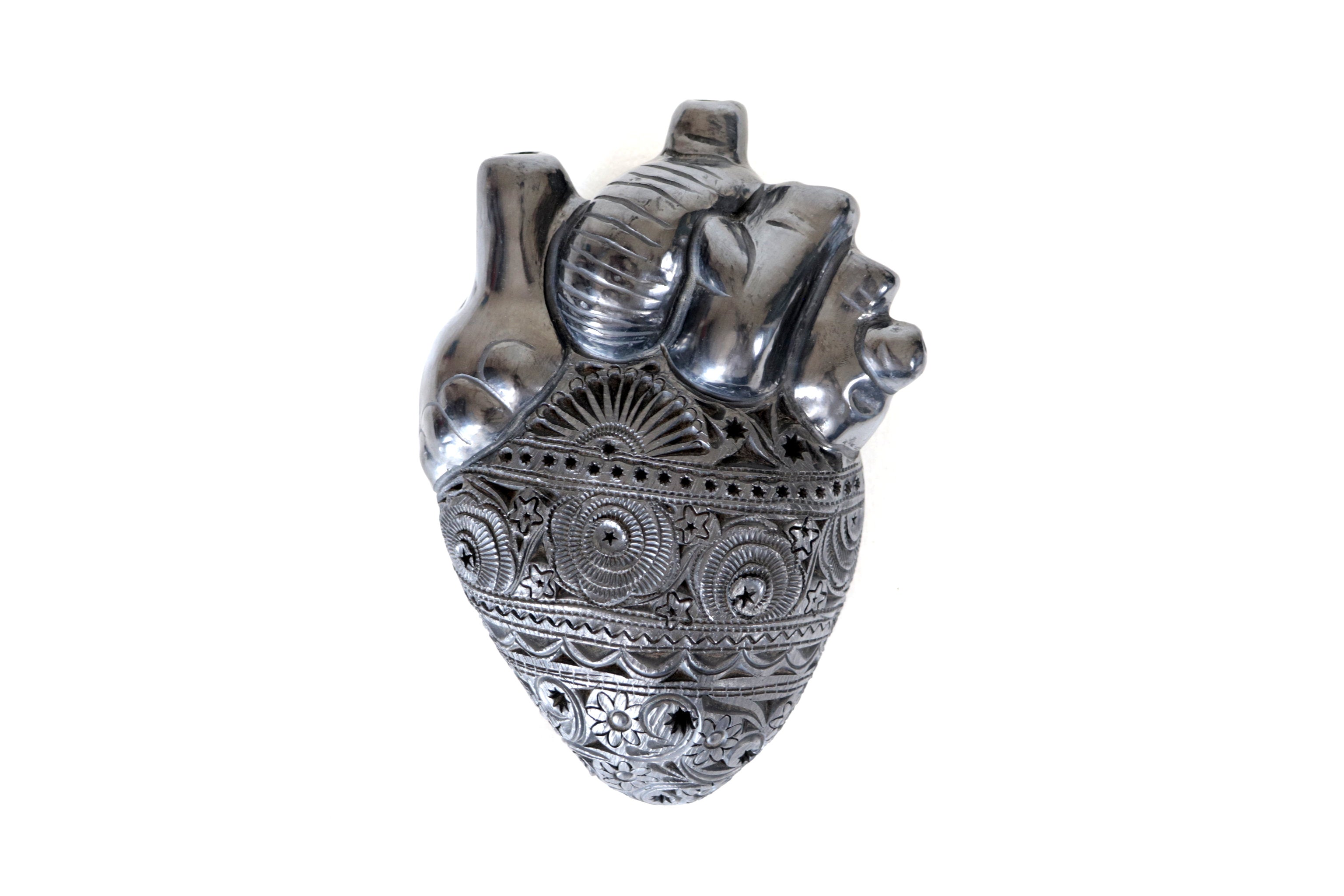 Corn Heart Model 4 - San Bartolo Black Clay 7.8 in. Tierra Lumbre