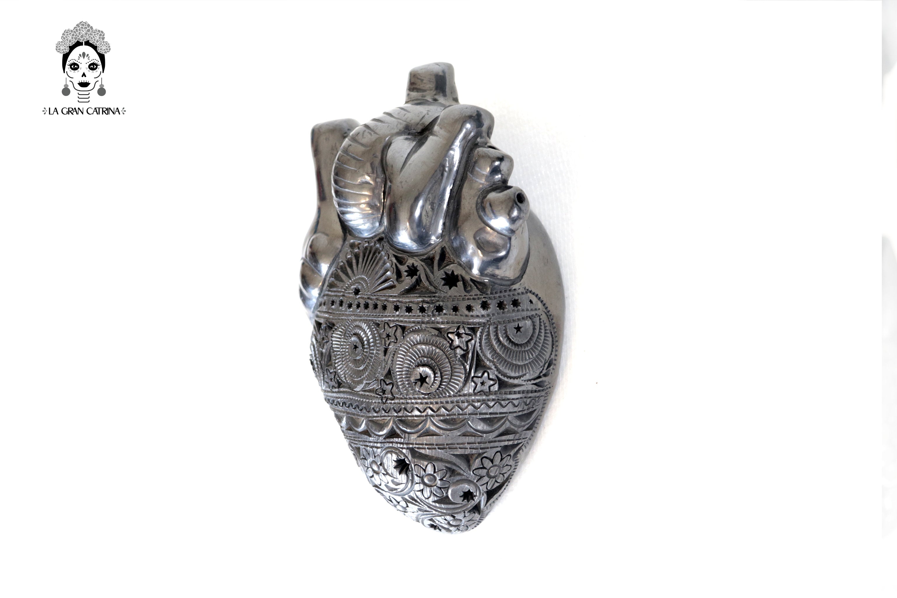 Corn Heart Model 4 - San Bartolo Black Clay 7.8 in. Tierra Lumbre