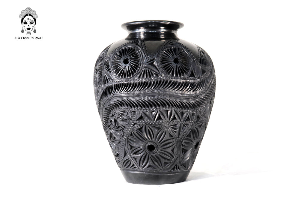 Handcrafted Black Clay Tibor Jar 13.7 in. Tere Oax