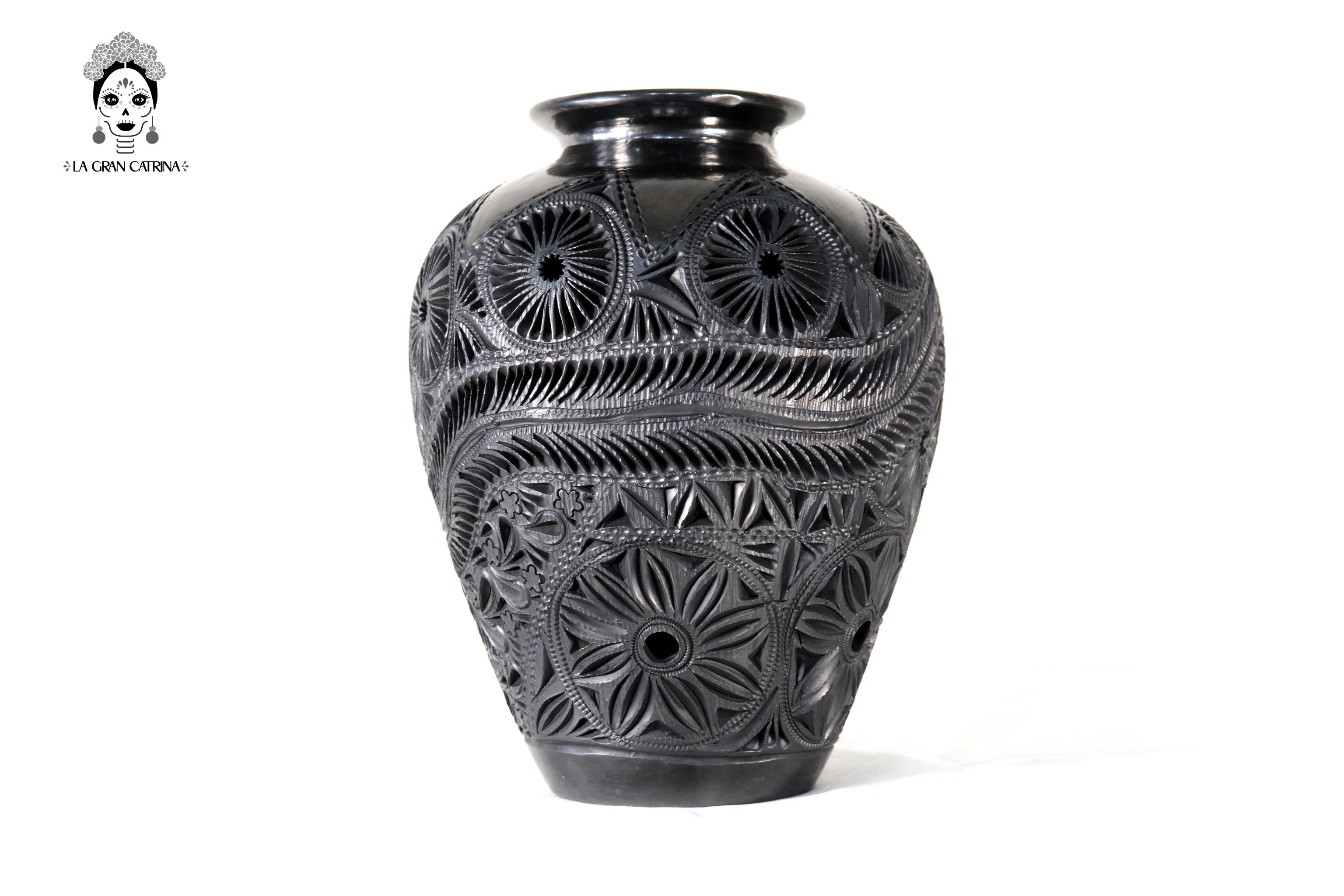Handcrafted Black Clay Tibor Jar 13.7 in. Tere Oax