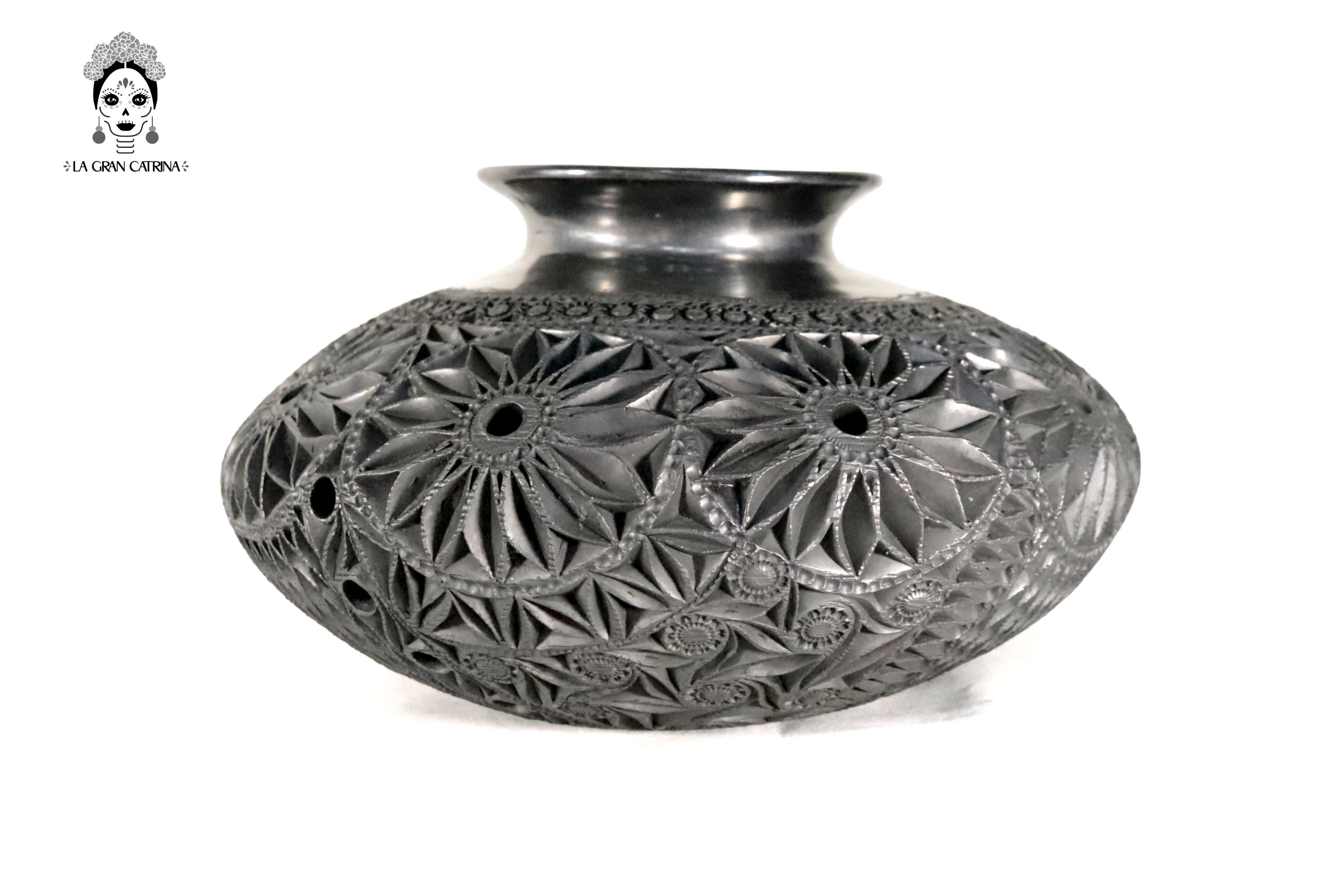 Black Clay Nigua Vase 11.8 in. Tere Oax