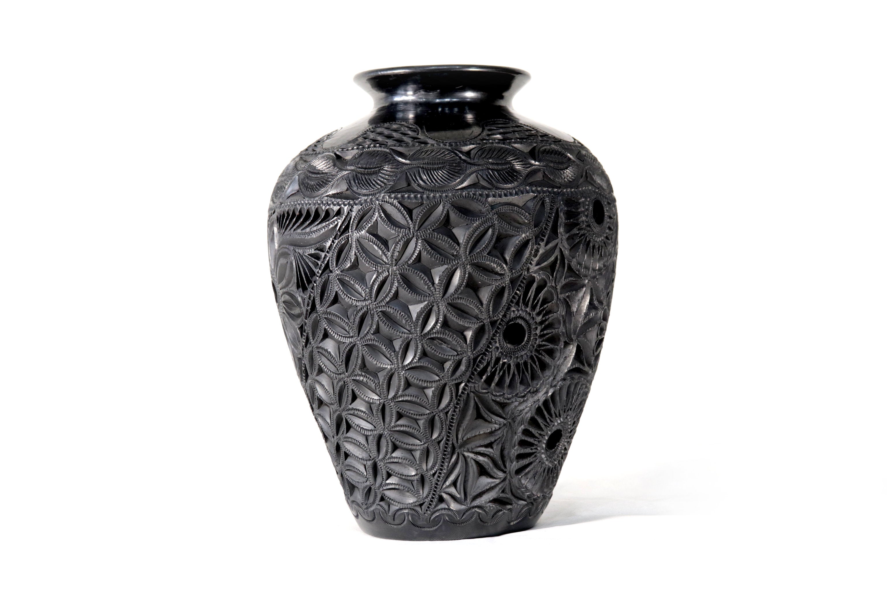 Handcrafted Black Clay Tibor Jar II 13.7 in. - in. Production Tere Oax