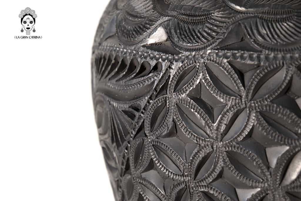 Handcrafted Black Clay Tibor Jar II 13.7 in. - in. Production Tere Oax