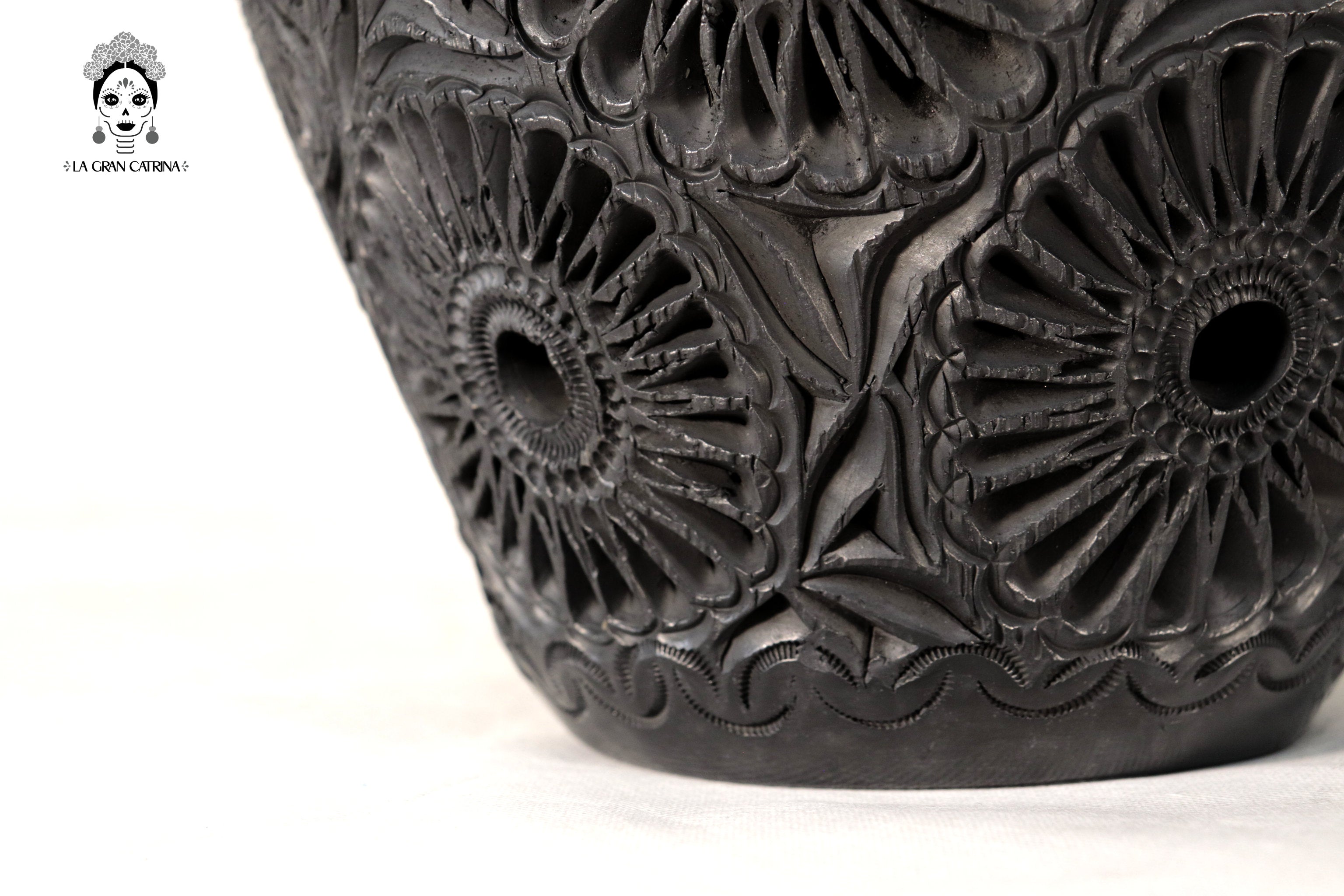 Handcrafted Black Clay Tibor Jar II 13.7 in. - in. Production Tere Oax