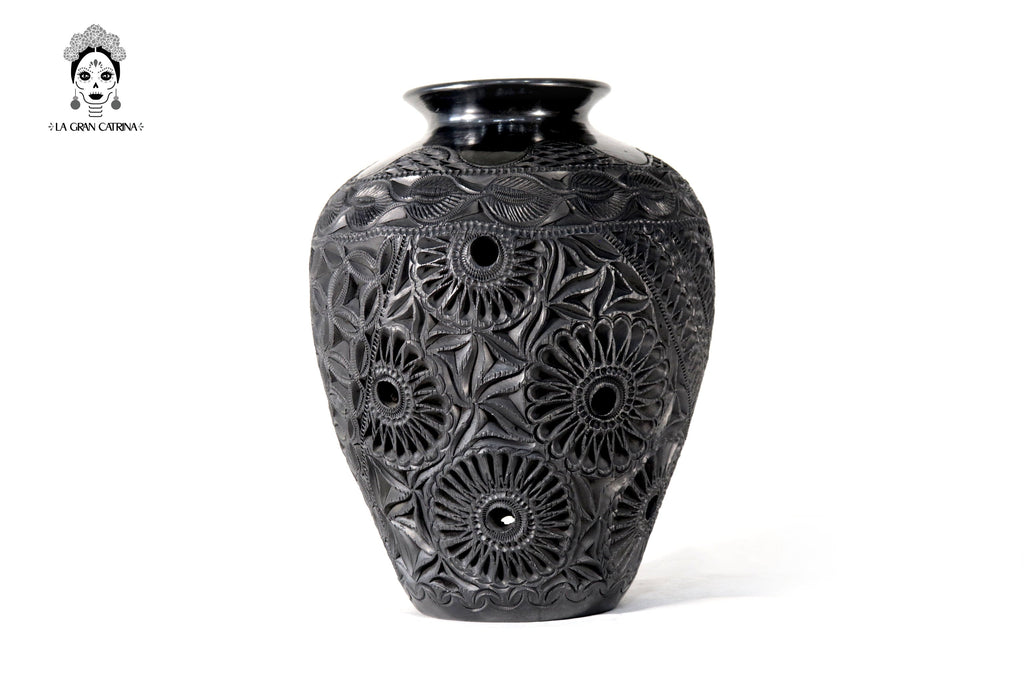 Handcrafted Black Clay Tibor Jar II 13.7 in. - in. Production Tere Oax