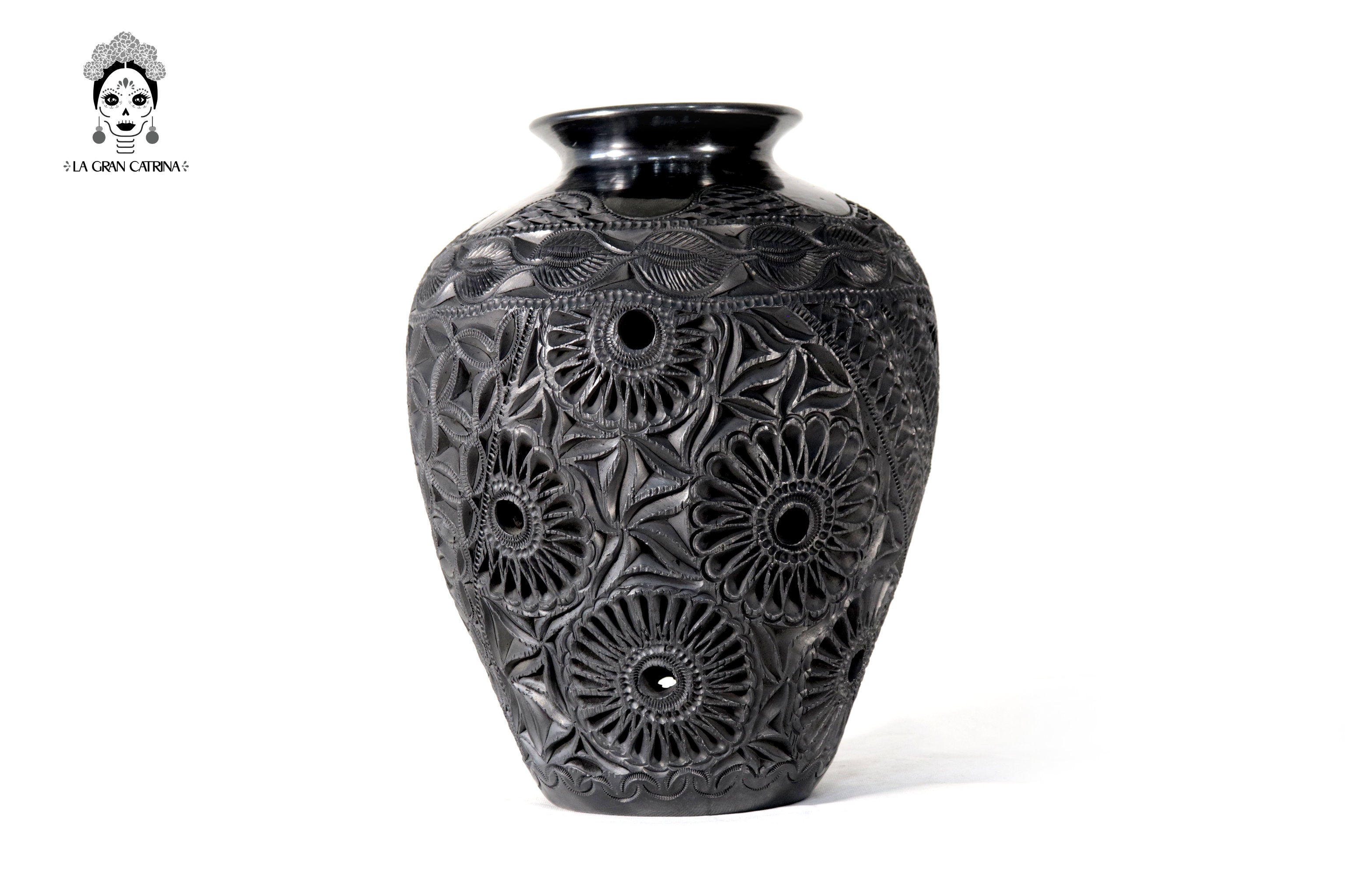 Handcrafted Black Clay Tibor Jar II 13.7 in. - in. Production Tere Oax