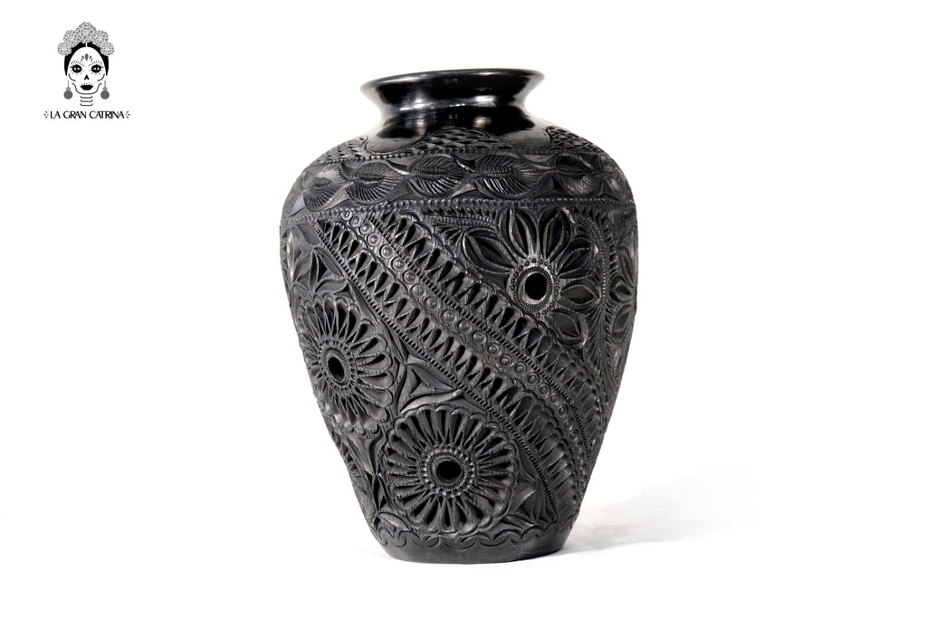 Handcrafted Black Clay Tibor Jar II 13.7 in. - in. Production Tere Oax