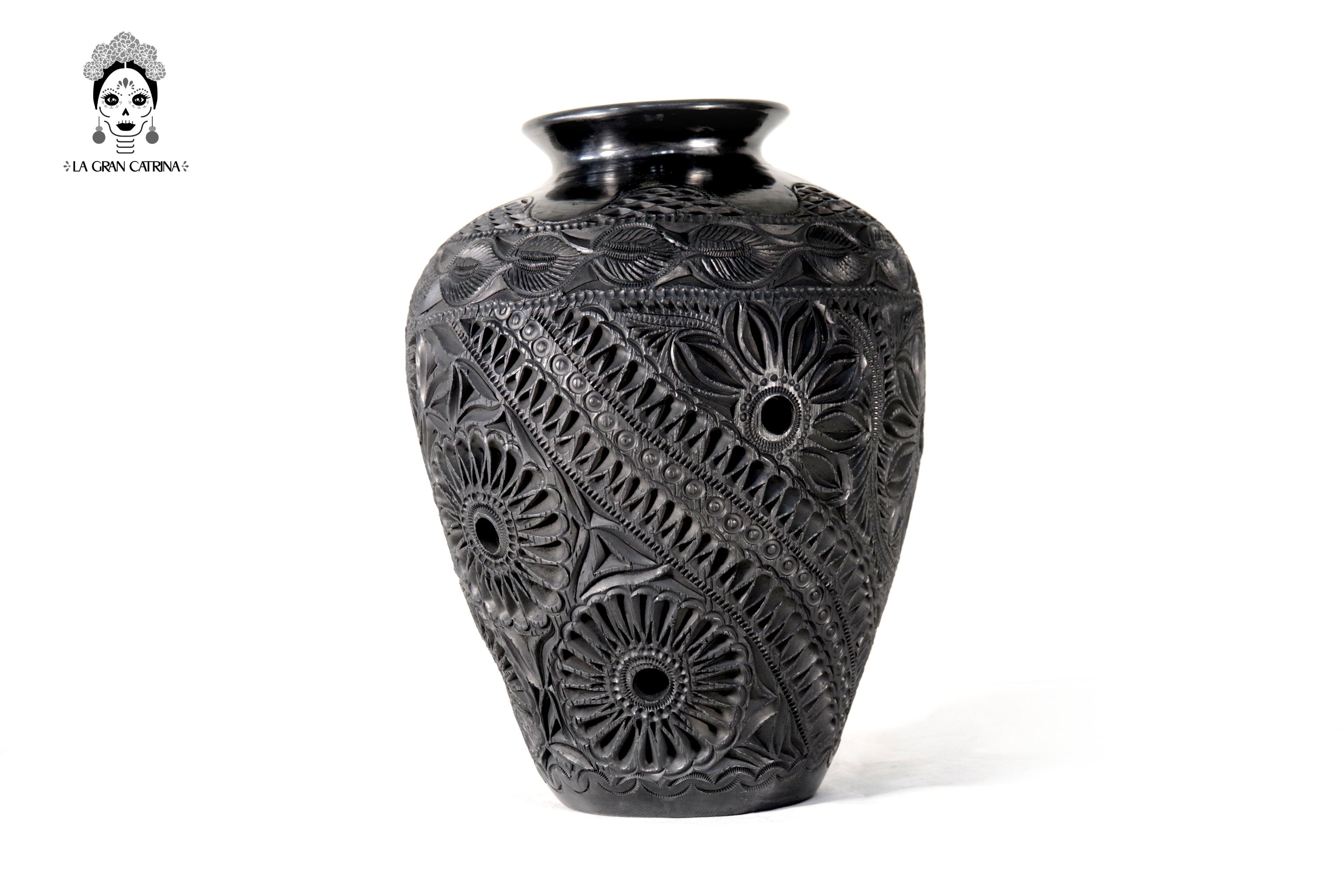 Handcrafted Black Clay Tibor Jar II 13.7 in. - in. Production Tere Oax