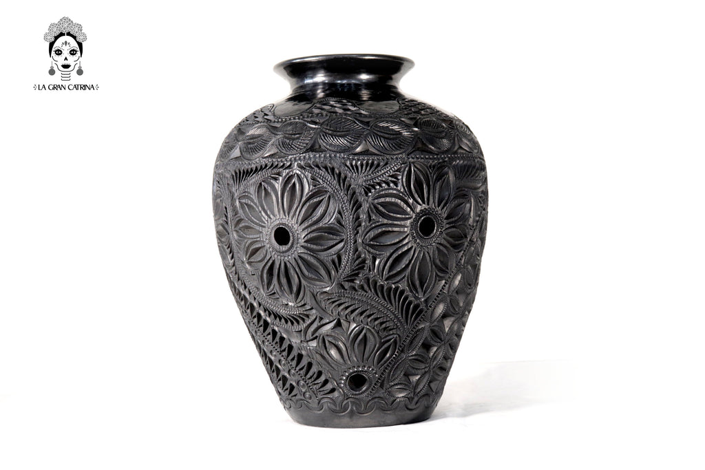 Handcrafted Black Clay Tibor Jar II 13.7 in. - in. Production Tere Oax