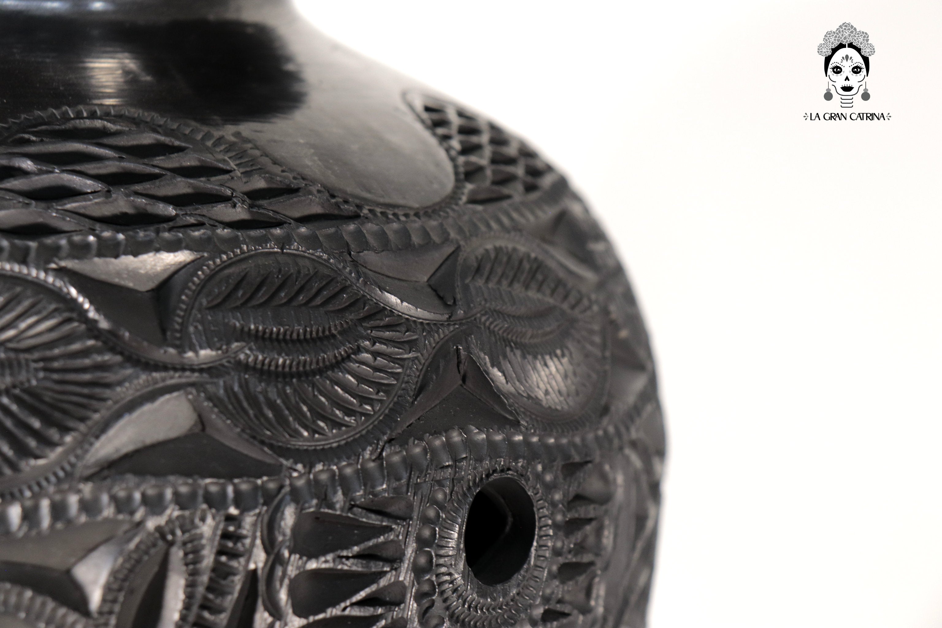 Handcrafted Black Clay Tibor Jar II 13.7 in. - in. Production Tere Oax
