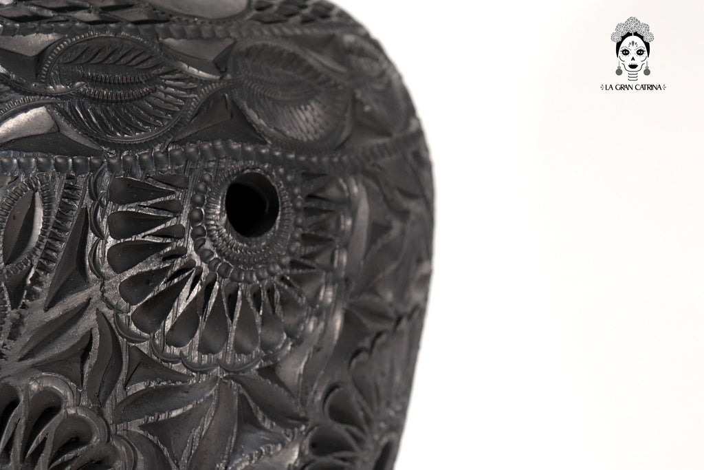 Handcrafted Black Clay Tibor Jar II 13.7 in. - in. Production Tere Oax