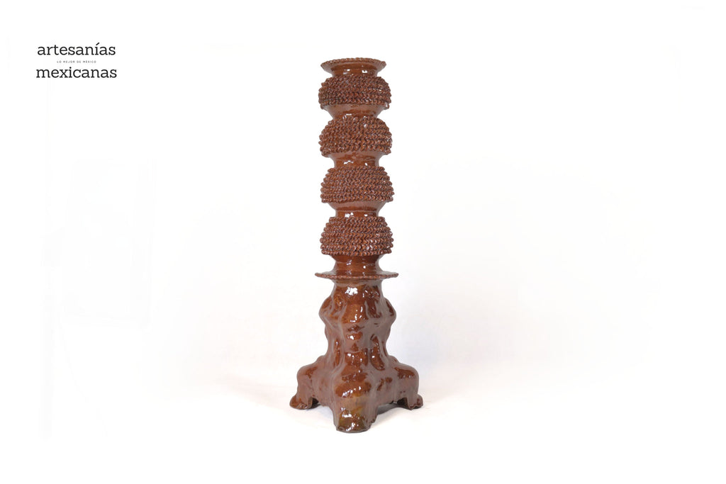 Set of 3 Candleholders browns - Glazed Clay Juan Gtz