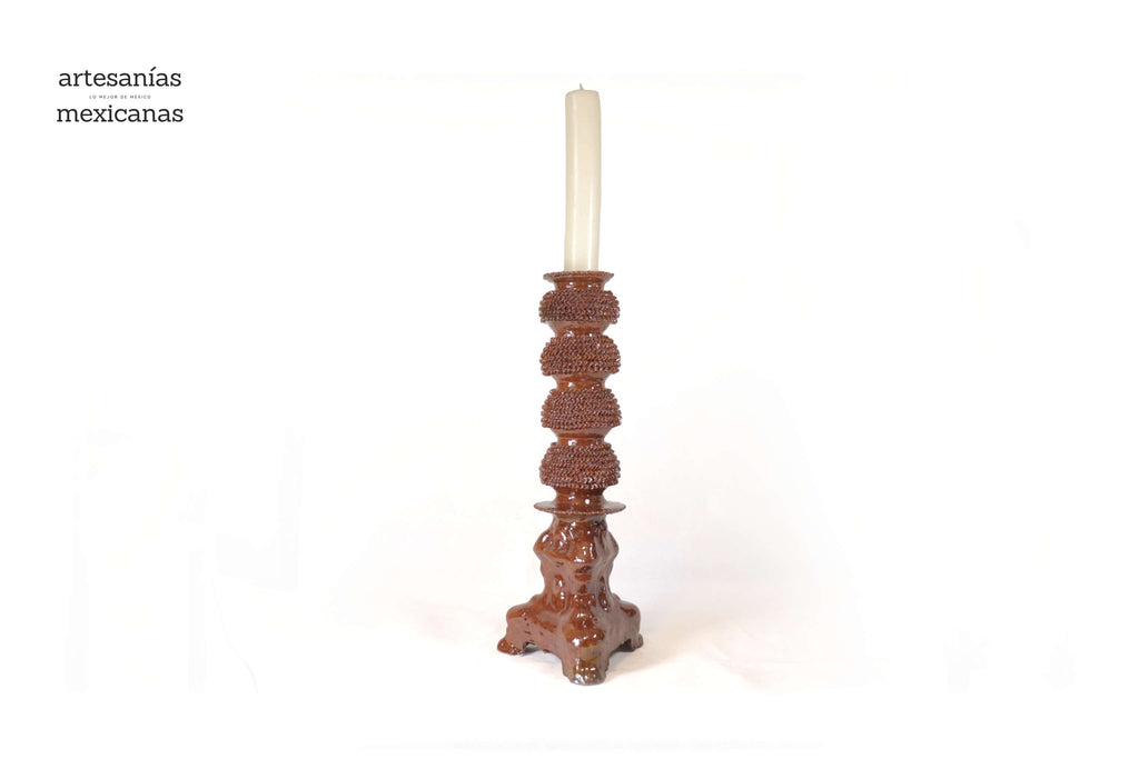 Set of 3 Candleholders browns - Glazed Clay Juan Gtz
