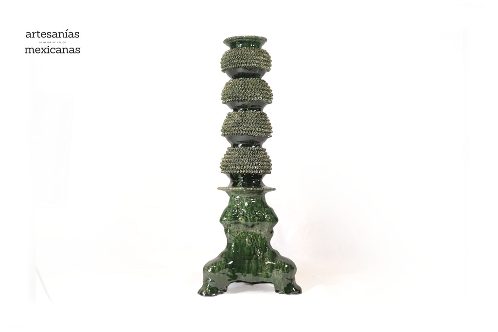 Set of 3 Candleholders Green - Glazed Clay Juan Gtz