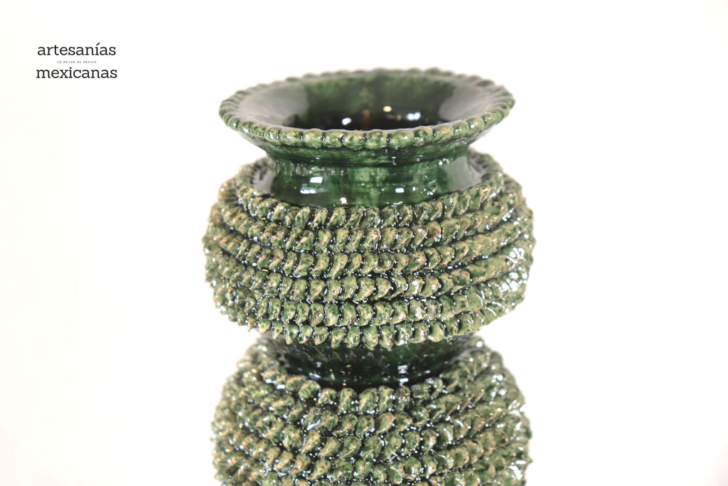 Set of 3 Candleholders Green - Glazed Clay Juan Gtz