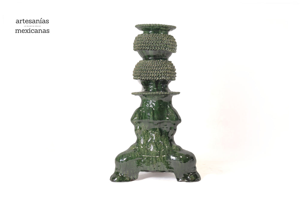 Set of 3 Candleholders Green - Glazed Clay Juan Gtz