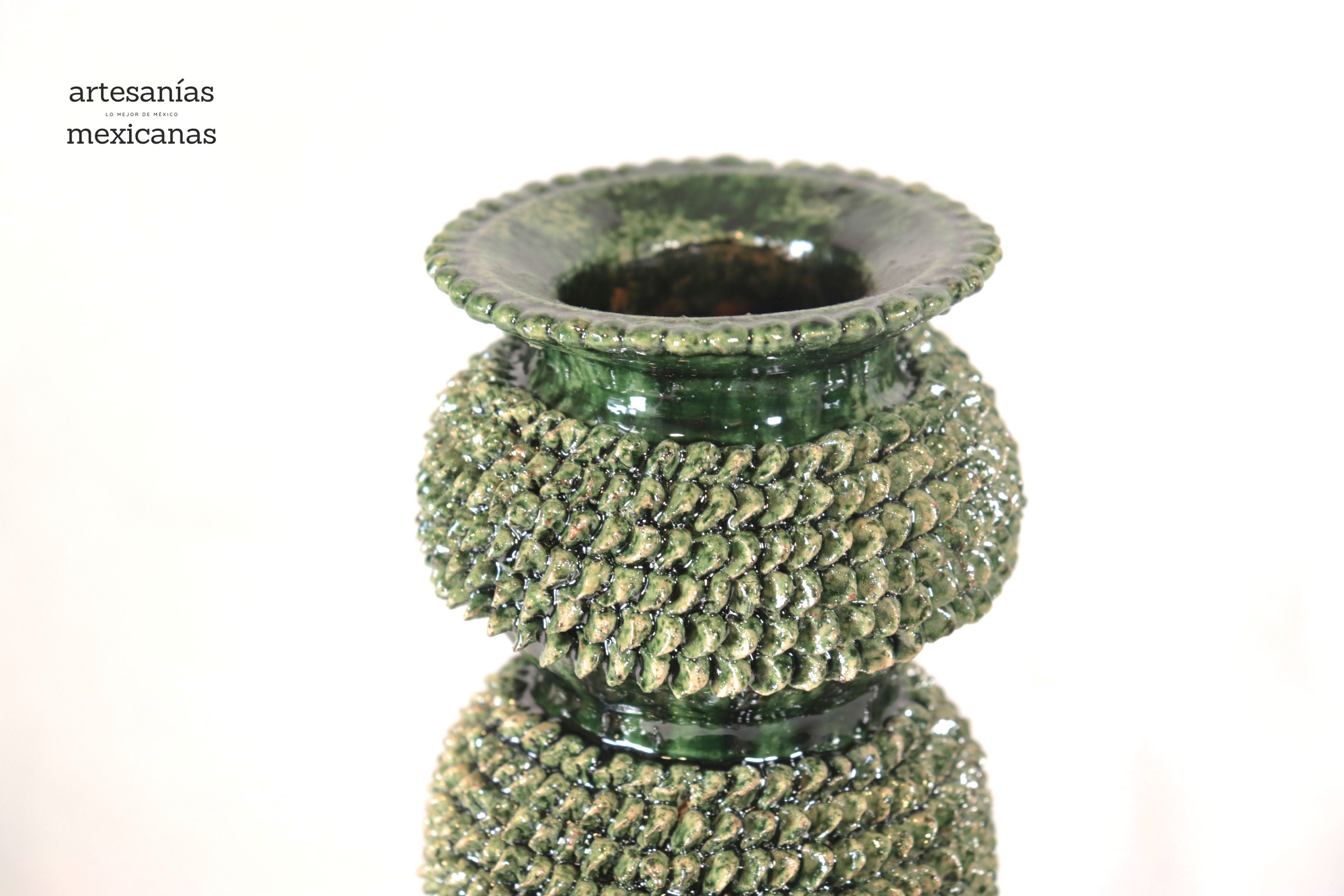 Set of 3 Candleholders Green - Glazed Clay Juan Gtz