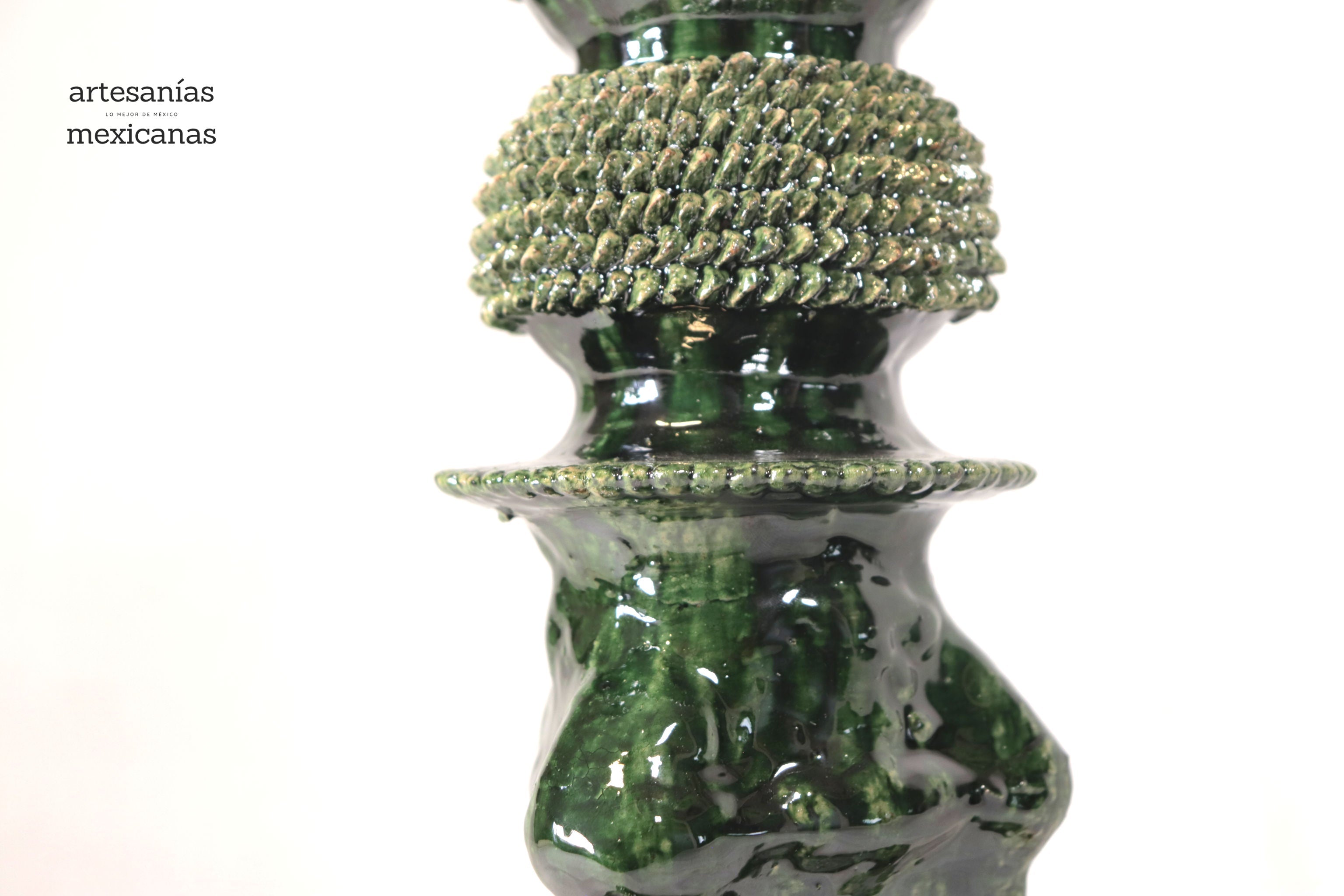 Set of 3 Candleholders Green - Glazed Clay Juan Gtz