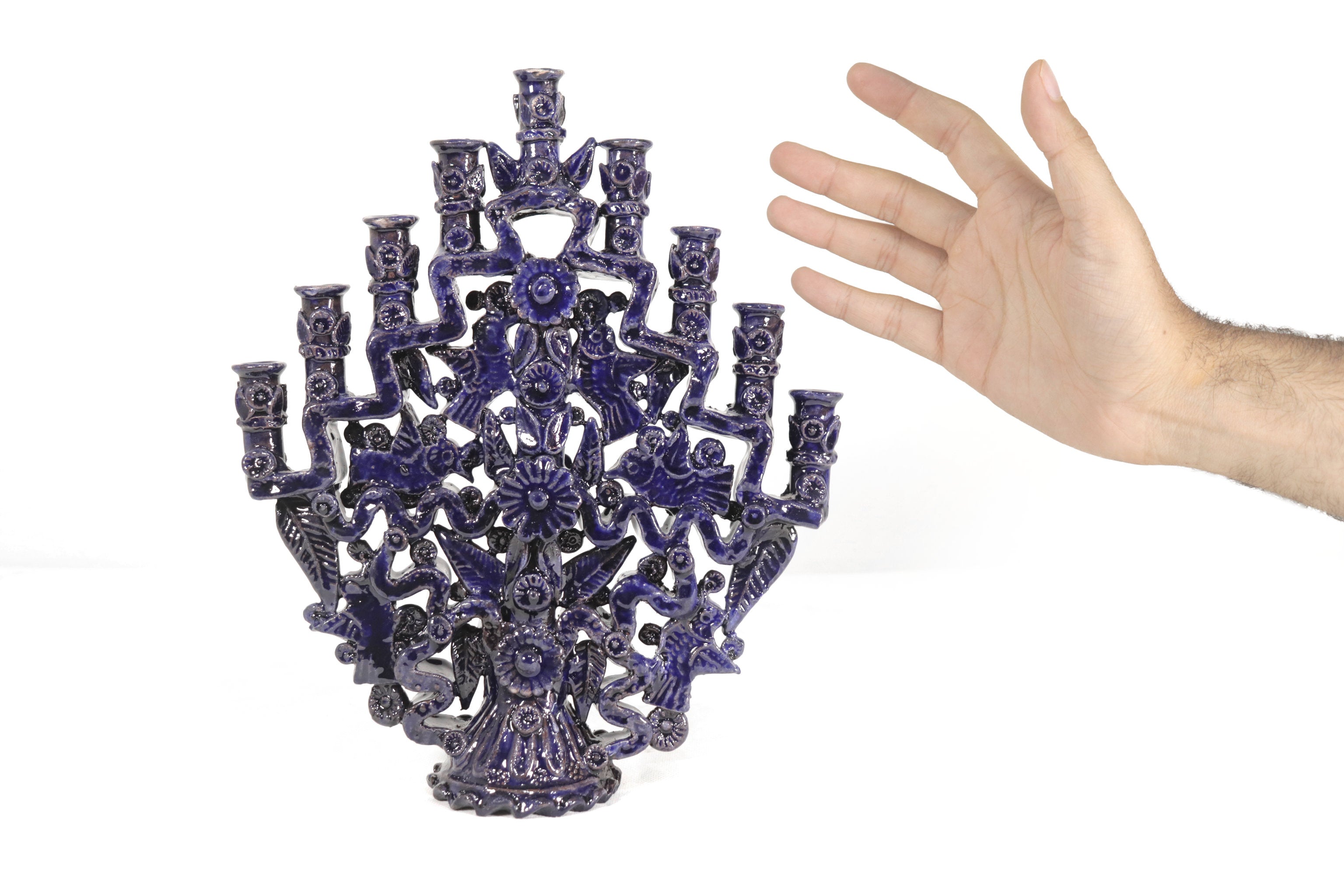 Candleholder Blue 9 candles - 11 in. - in. Production Tereri