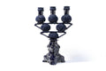 3-Candle Candleholder - Blue Round Ornaments - Glazed Clay Juan Gtz