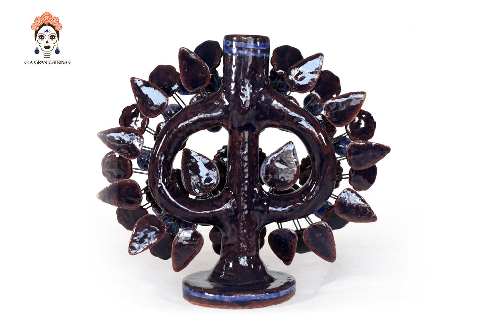 Candle Lantern Blue 1-Candle - Glazed Clay - 8.6 in. Montoya