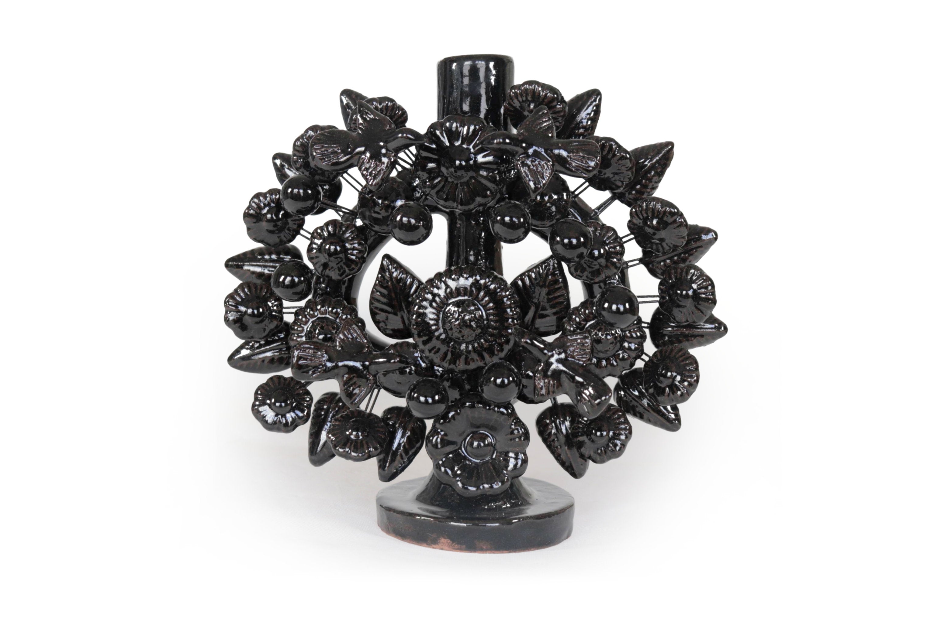 Black 1-Candle Candle Lantern - Glazed Clay - 8.6 in. Montoya