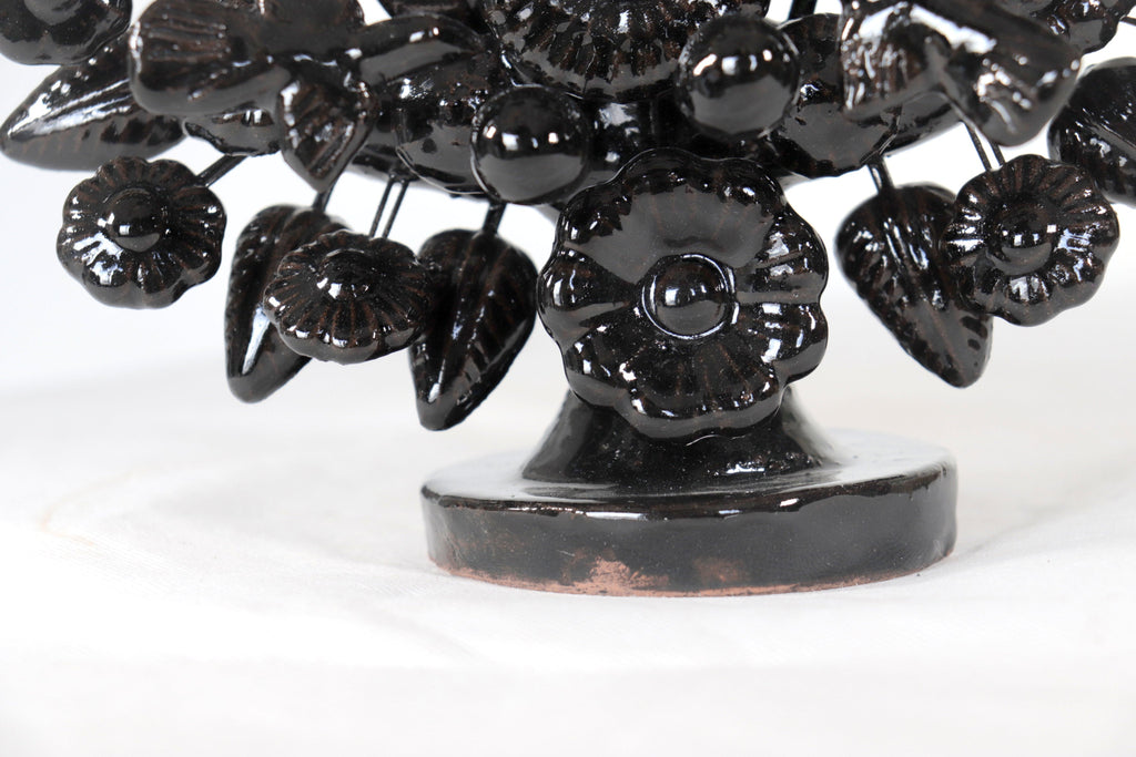 Black 1-Candle Candle Lantern - Glazed Clay - 8.6 in. Montoya