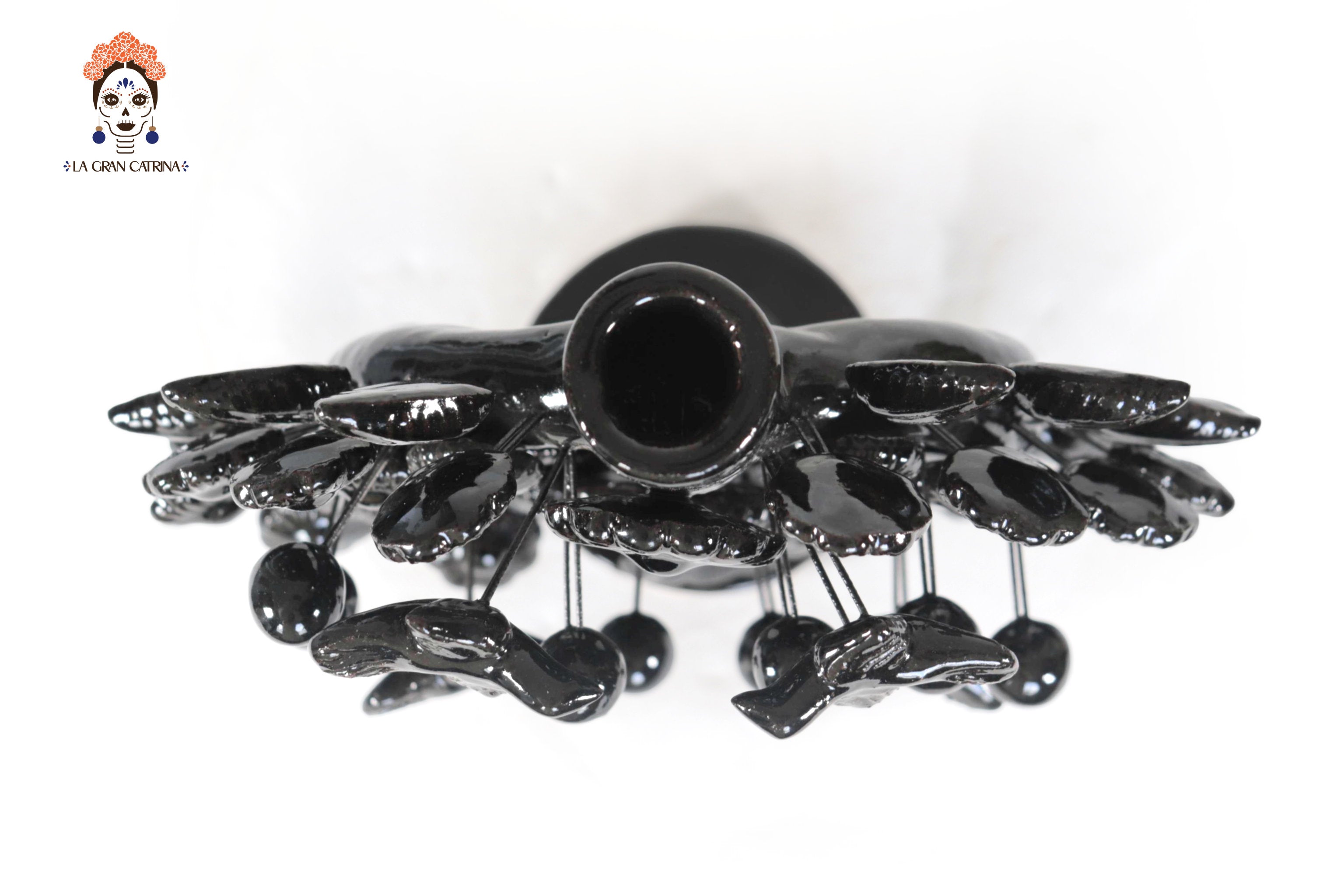 Black 1-Candle Candle Lantern - Glazed Clay - 8.6 in. Montoya