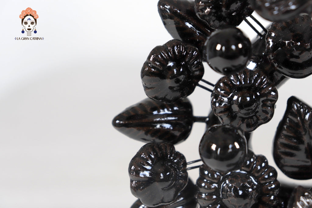 Black 1-Candle Candle Lantern - Glazed Clay - 8.6 in. Montoya