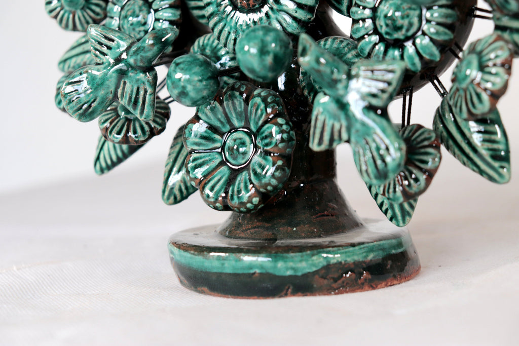 Green 1-Candle Candle Lantern - Glazed Clay - 8.6 in. Montoya