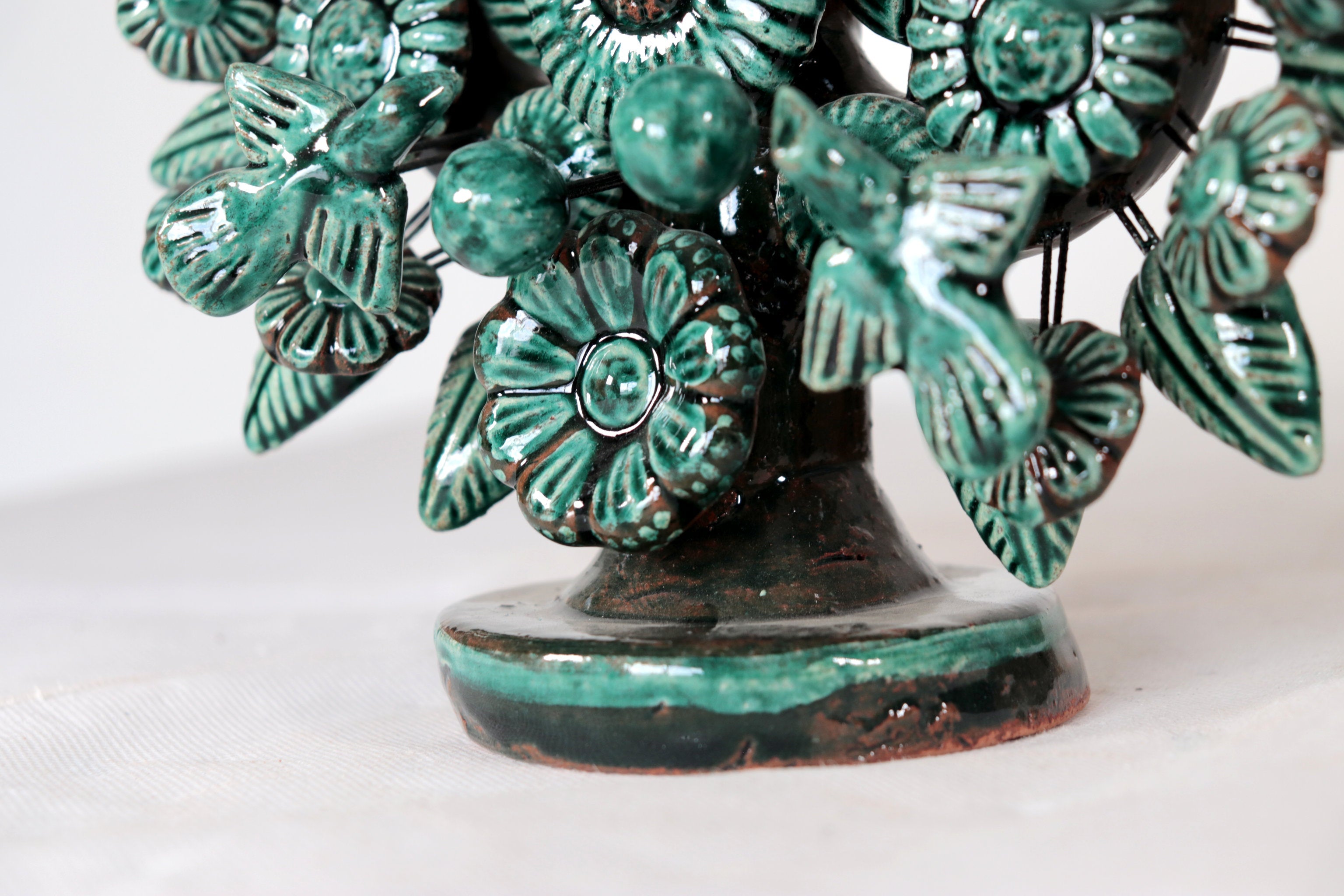 Green 1-Candle Candle Lantern - Glazed Clay - 8.6 in. Montoya
