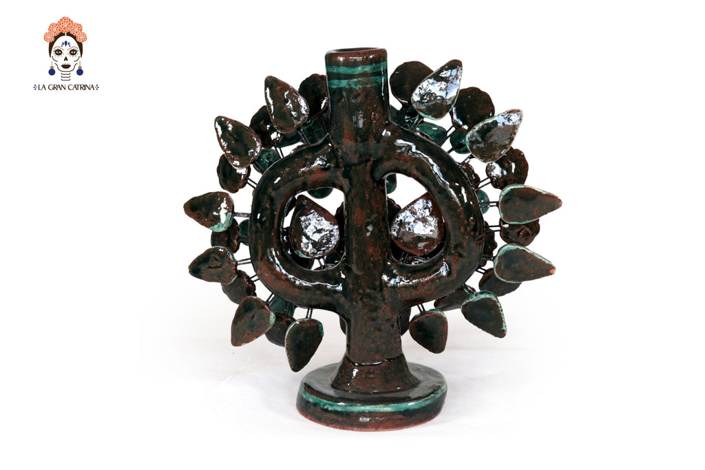 Green 1-Candle Candle Lantern - Glazed Clay - 8.6 in. Montoya