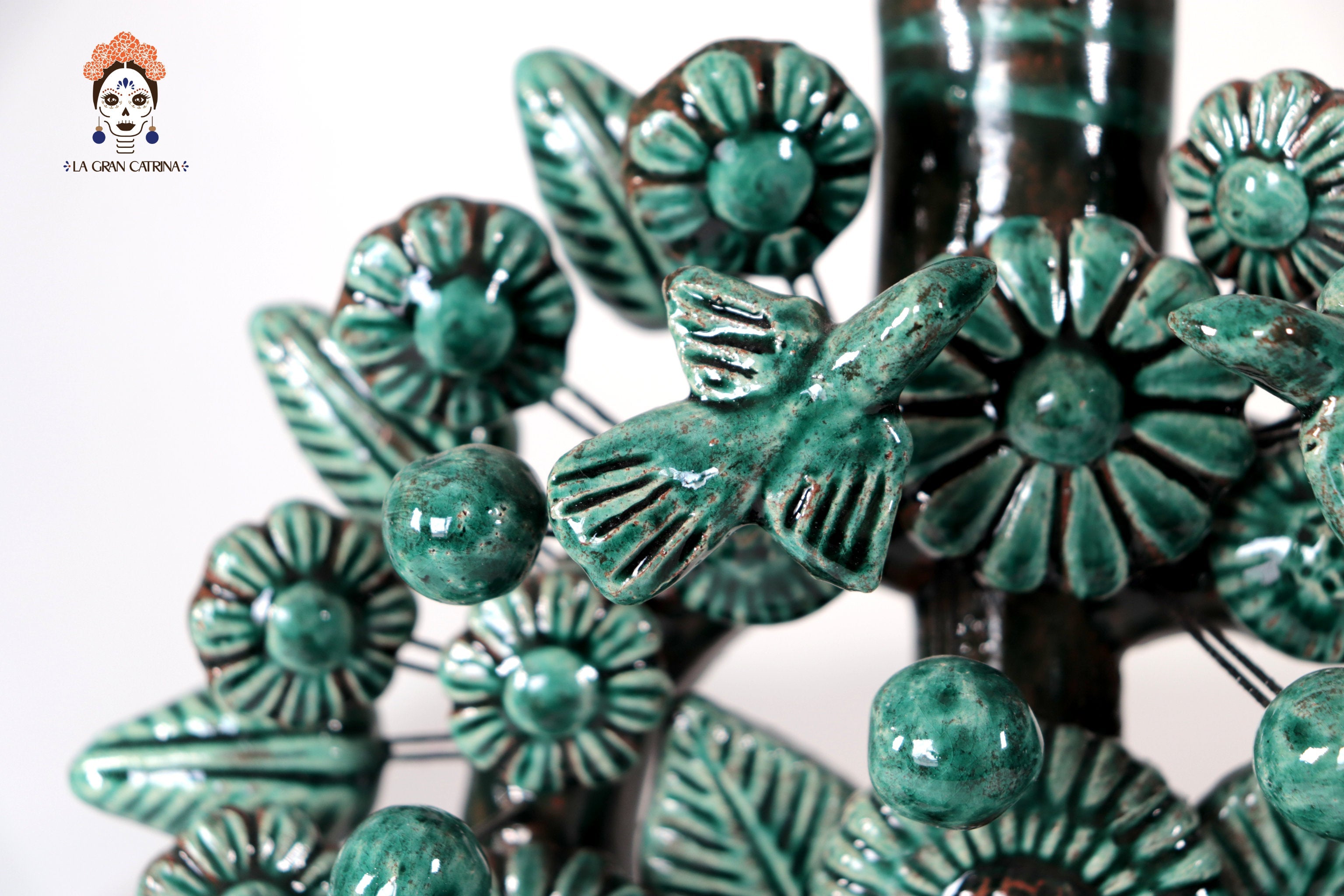 Green 1-Candle Candle Lantern - Glazed Clay - 8.6 in. Montoya