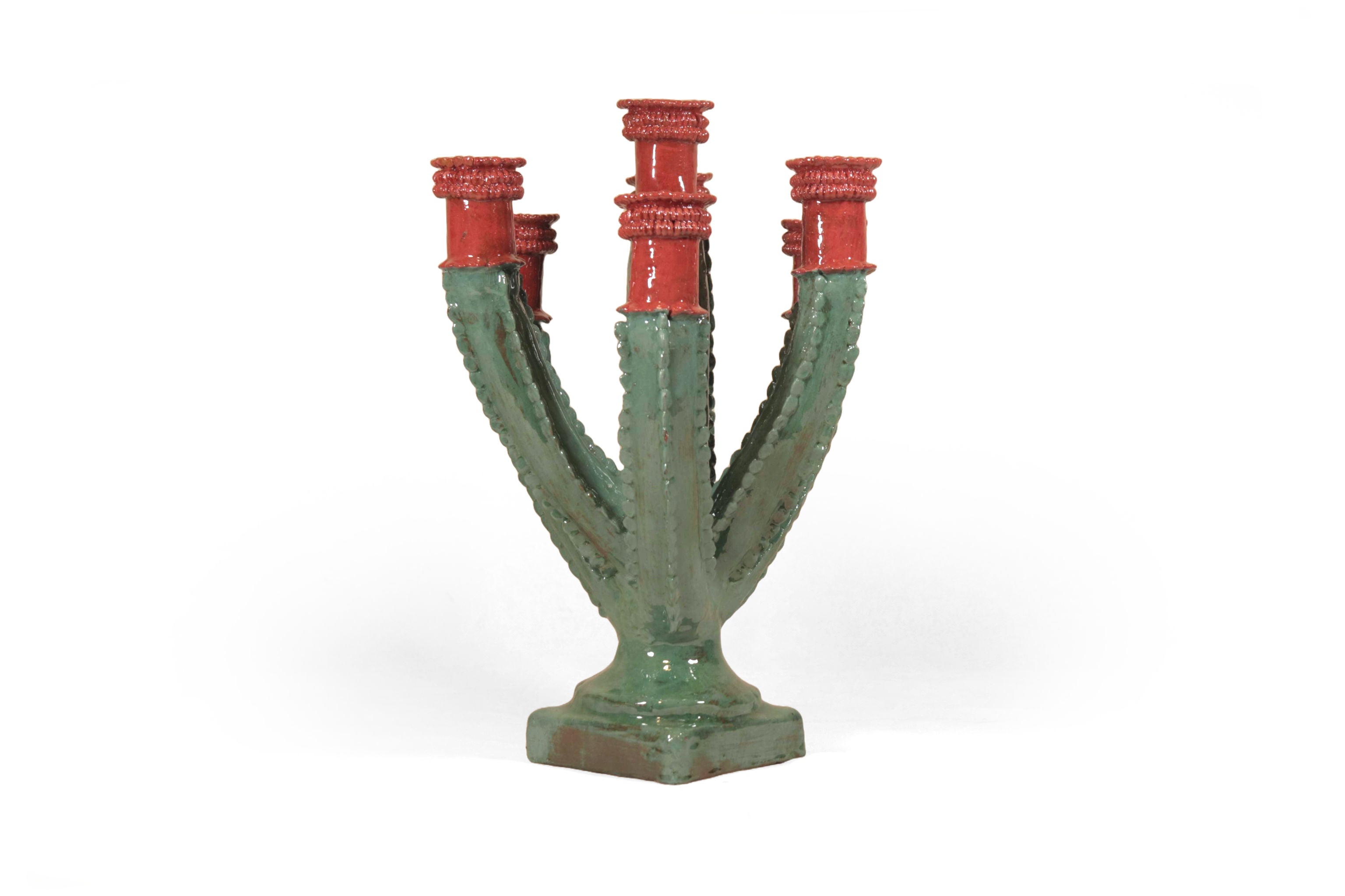 Glazed Prickly Pear Cactus Candleholder - 15.3 in. Juan Gtz