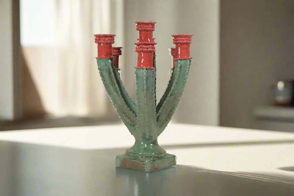 Glazed Prickly Pear Cactus Candleholder - 15.3 in. Juan Gtz