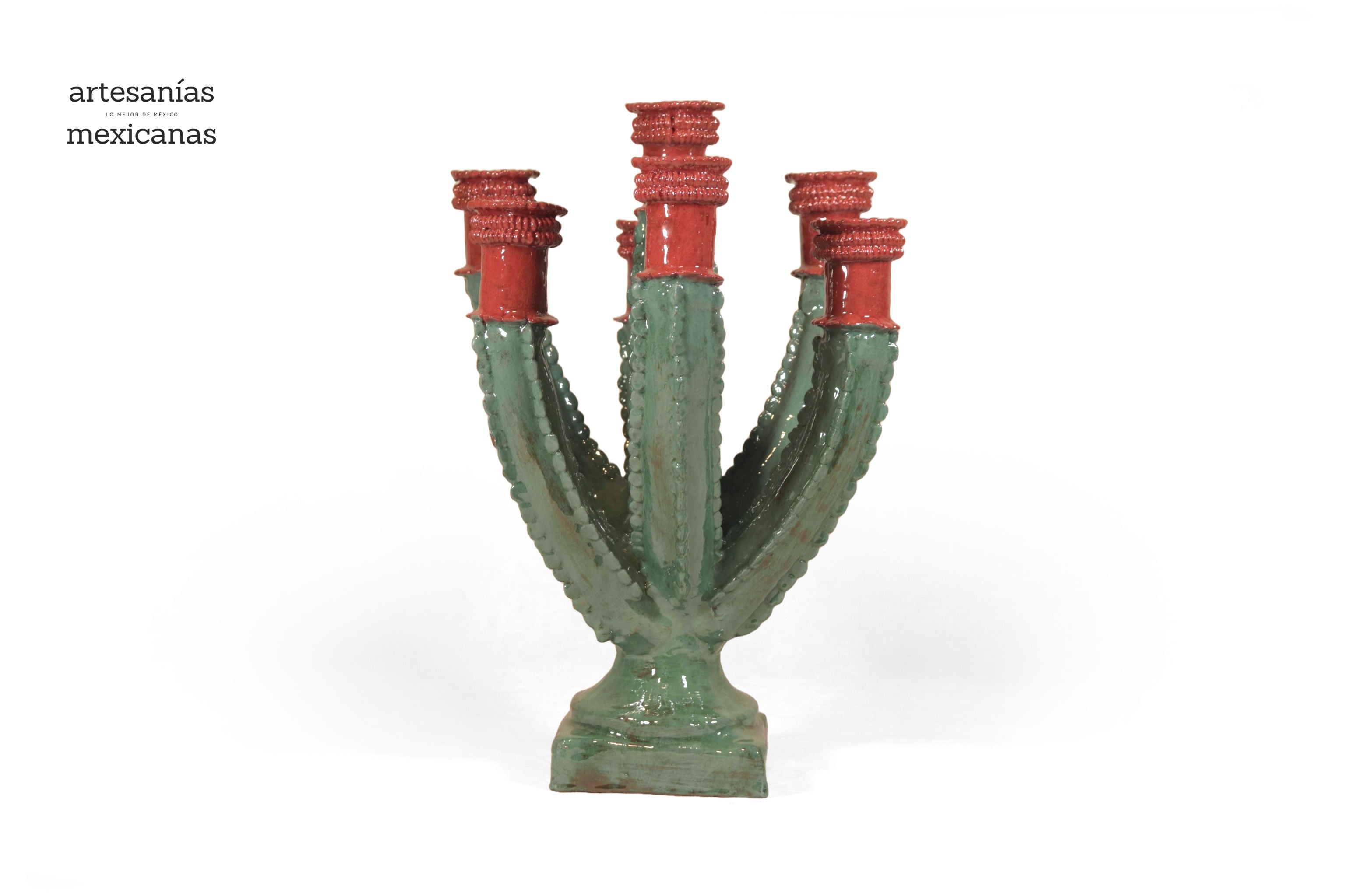 Glazed Prickly Pear Cactus Candleholder - 15.3 in. Juan Gtz
