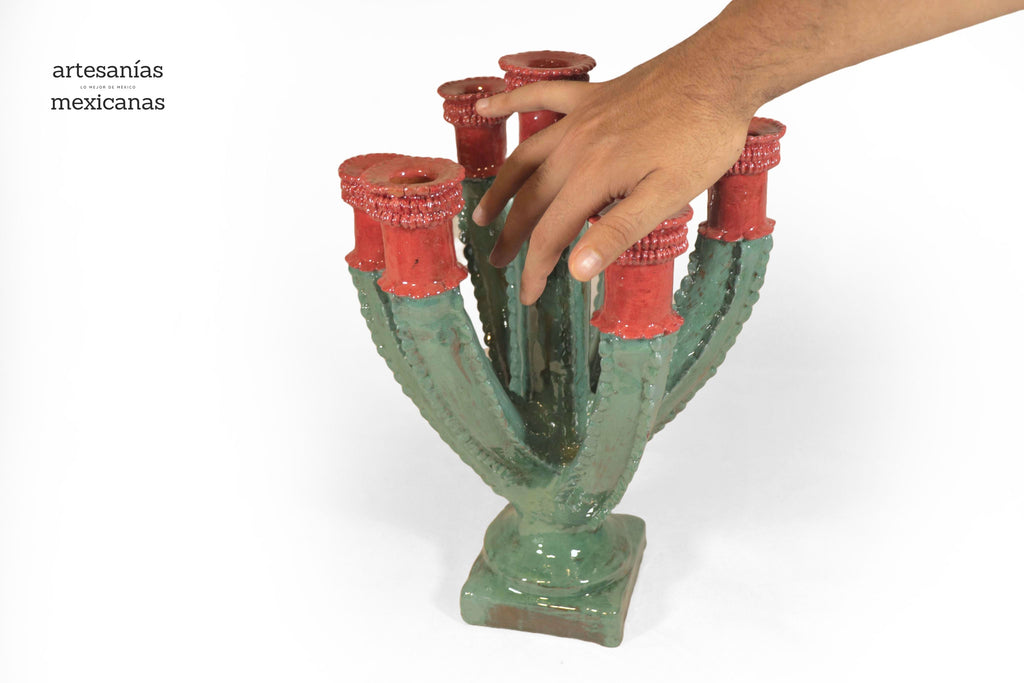 Glazed Prickly Pear Cactus Candleholder - 15.3 in. Juan Gtz