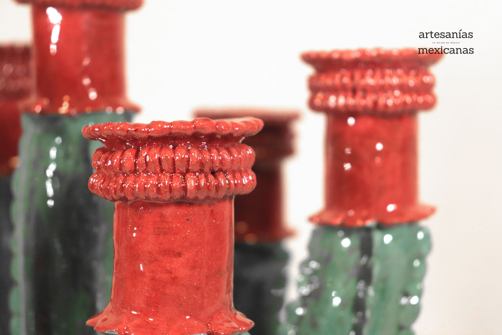 Glazed Prickly Pear Cactus Candleholder - 15.3 in. Juan Gtz