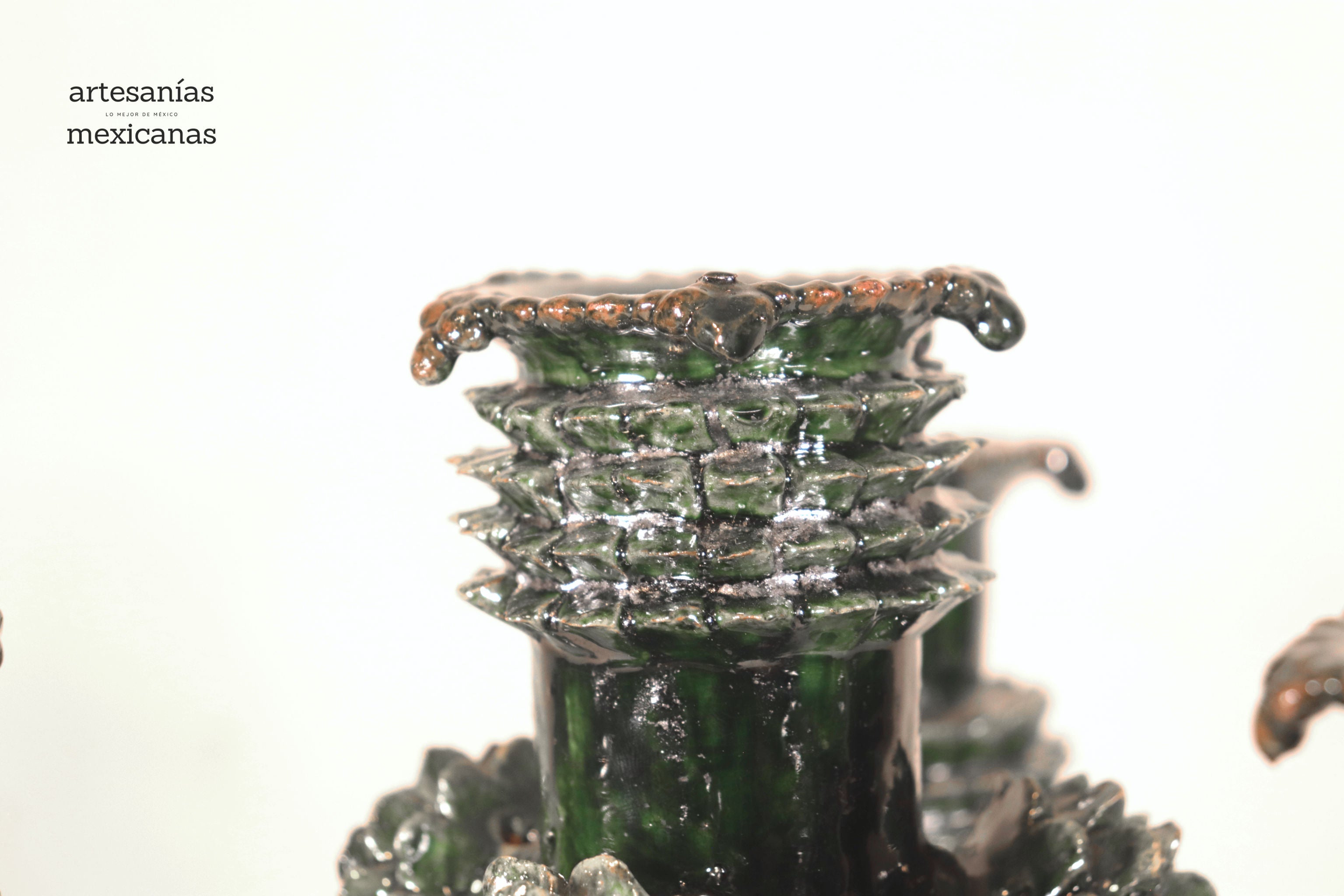 Candleholder green of 4 candles - Glazed Clay - 16 in. Juan Gtz