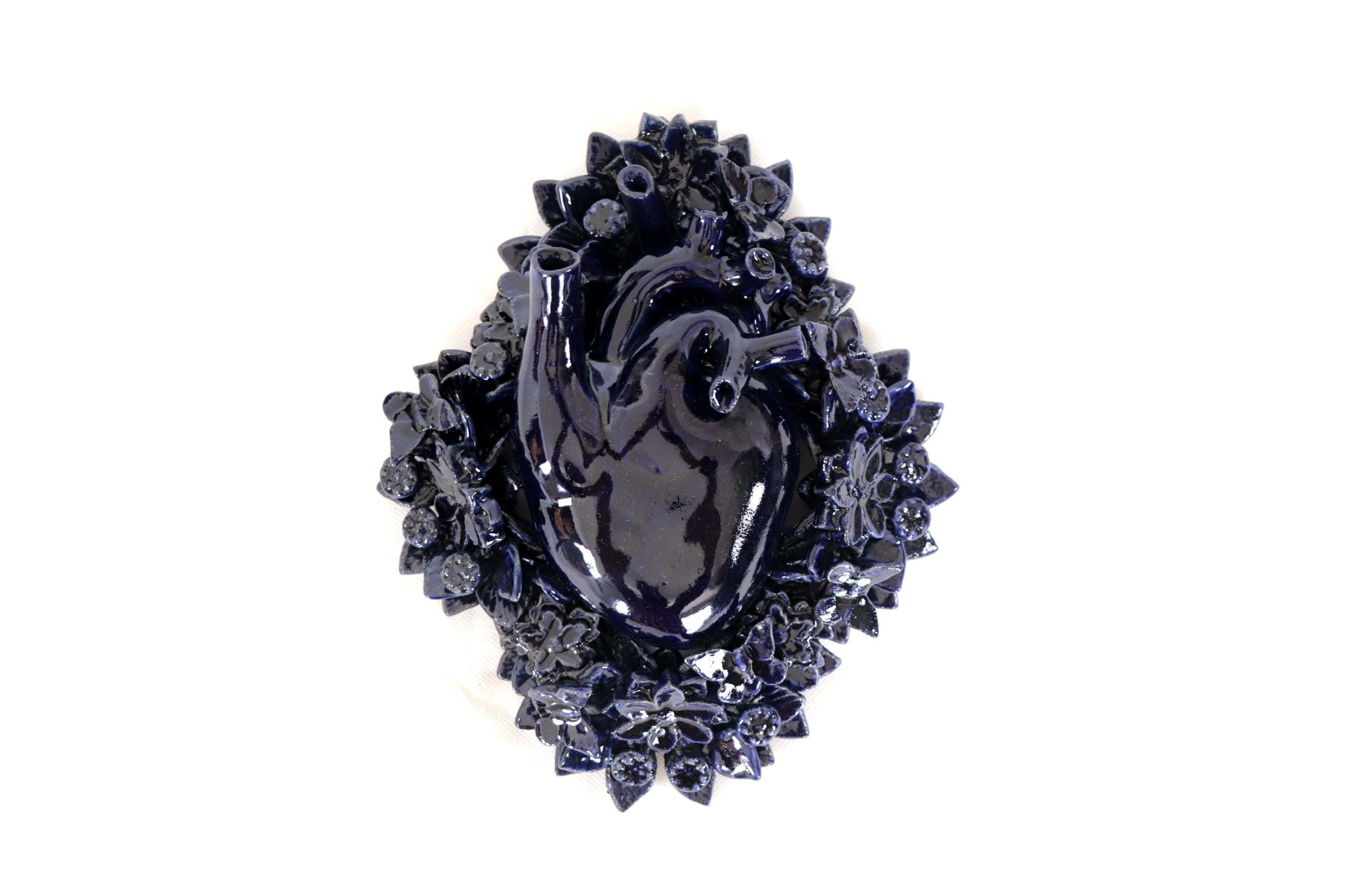 Blue Wall Heart - Glazed Clay - 9 in. Tiru