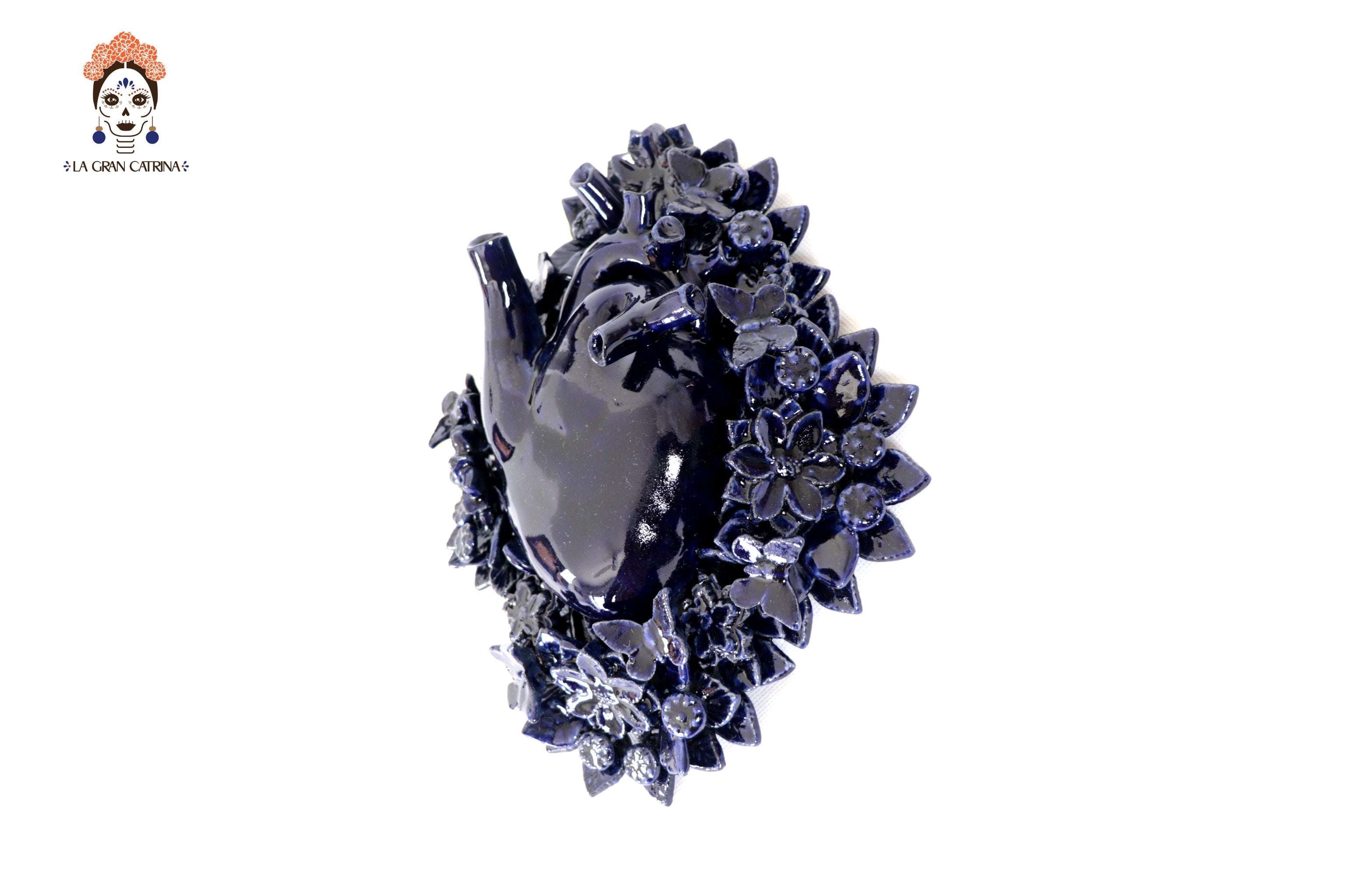 Blue Wall Heart - Glazed Clay - 9 in. Tiru