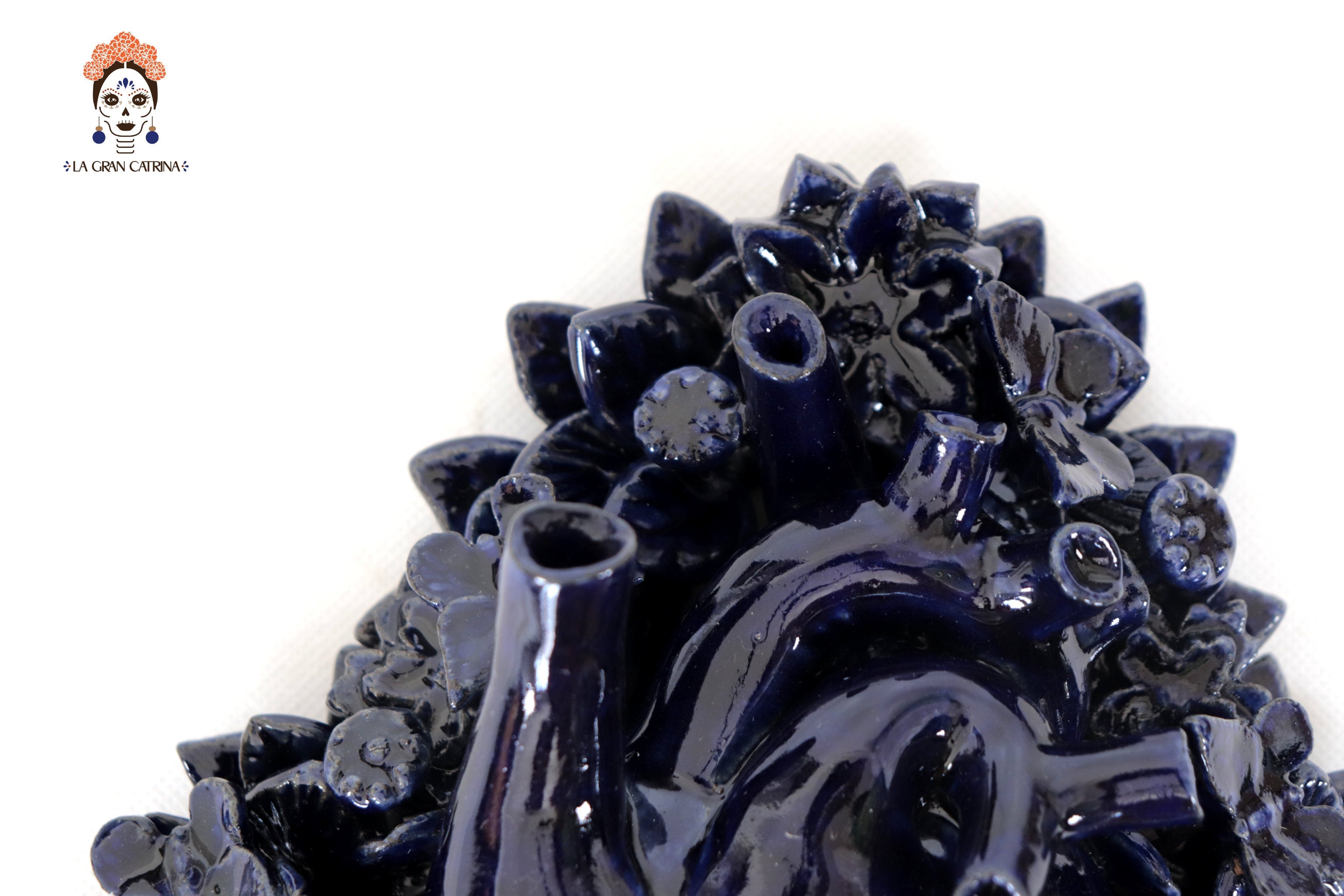 Blue Wall Heart - Glazed Clay - 9 in. Tiru