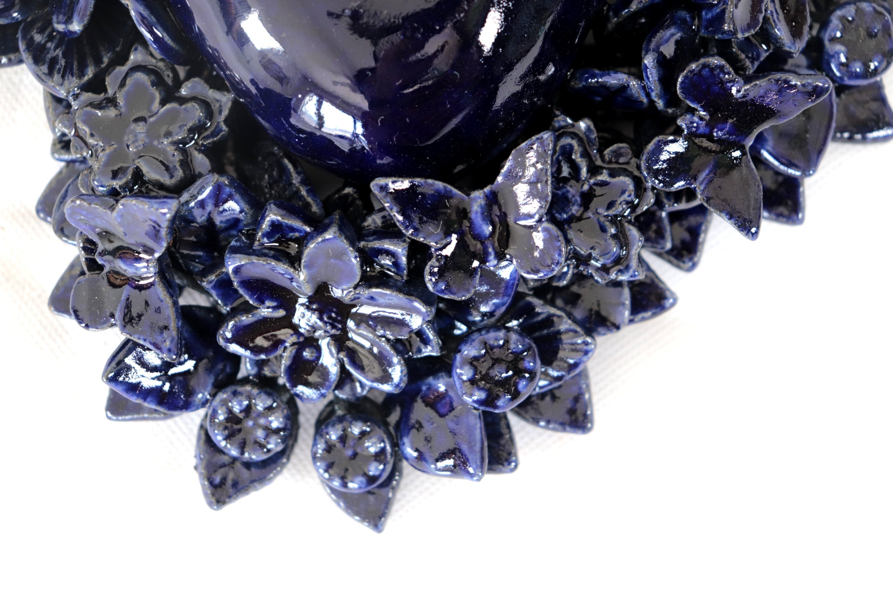 Blue Wall Heart - Glazed Clay - 9 in. Tiru