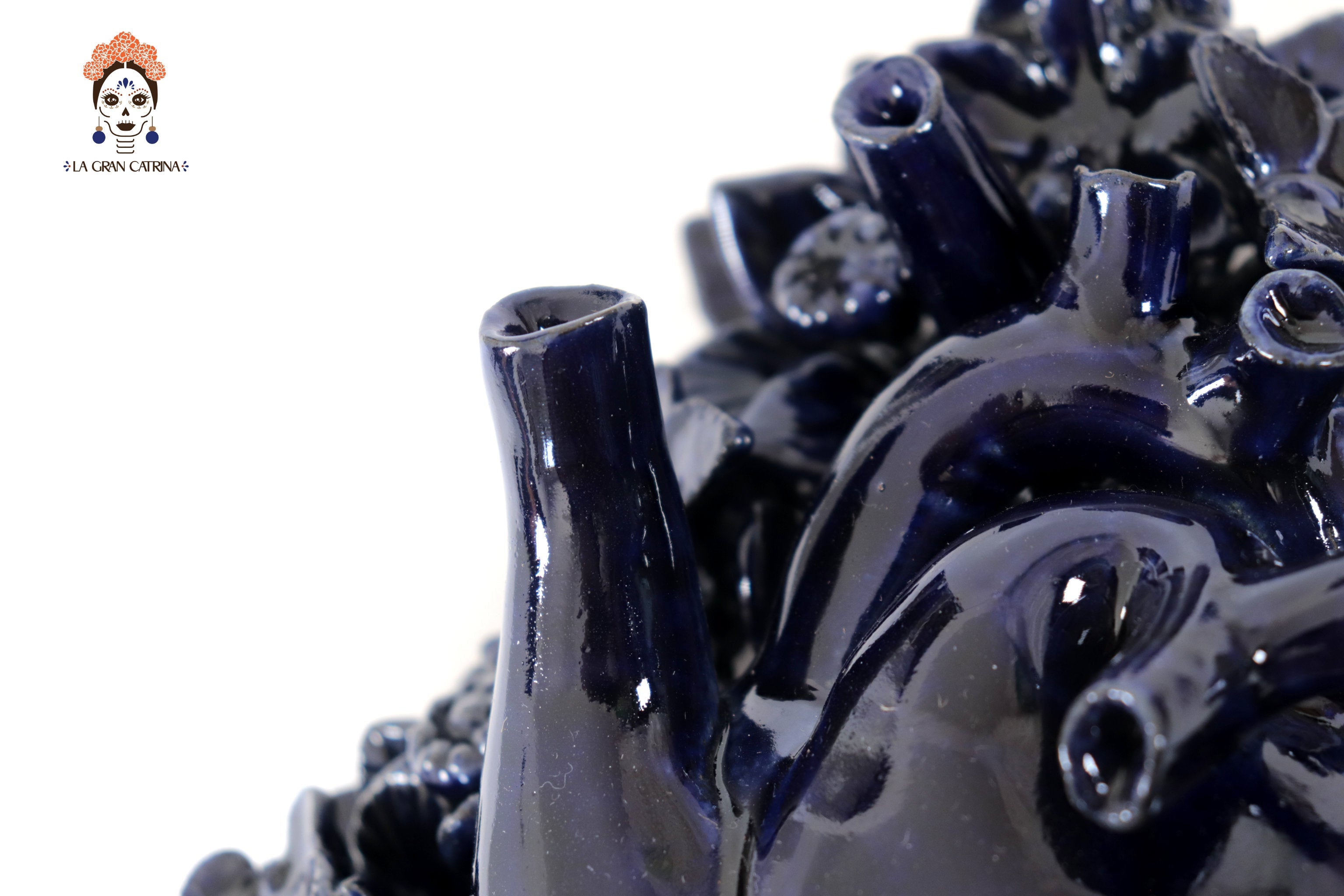 Blue Wall Heart - Glazed Clay - 9 in. Tiru