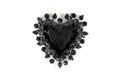 Glazed Clay Heart Black with Flowers - 8.6 in. Montoya