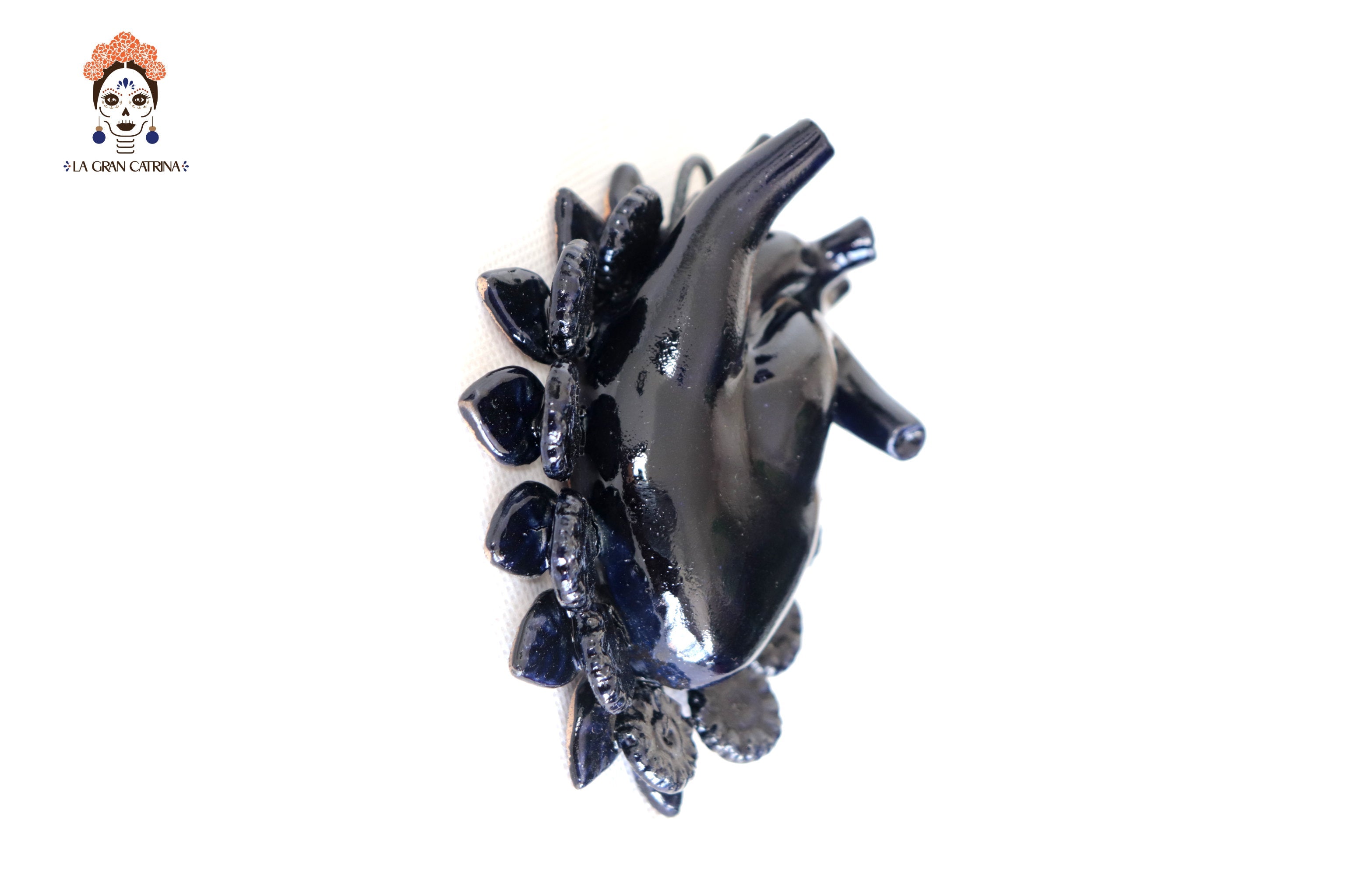 Heart Black Wall small - Glazed Clay - 4.1 in. Tiru
