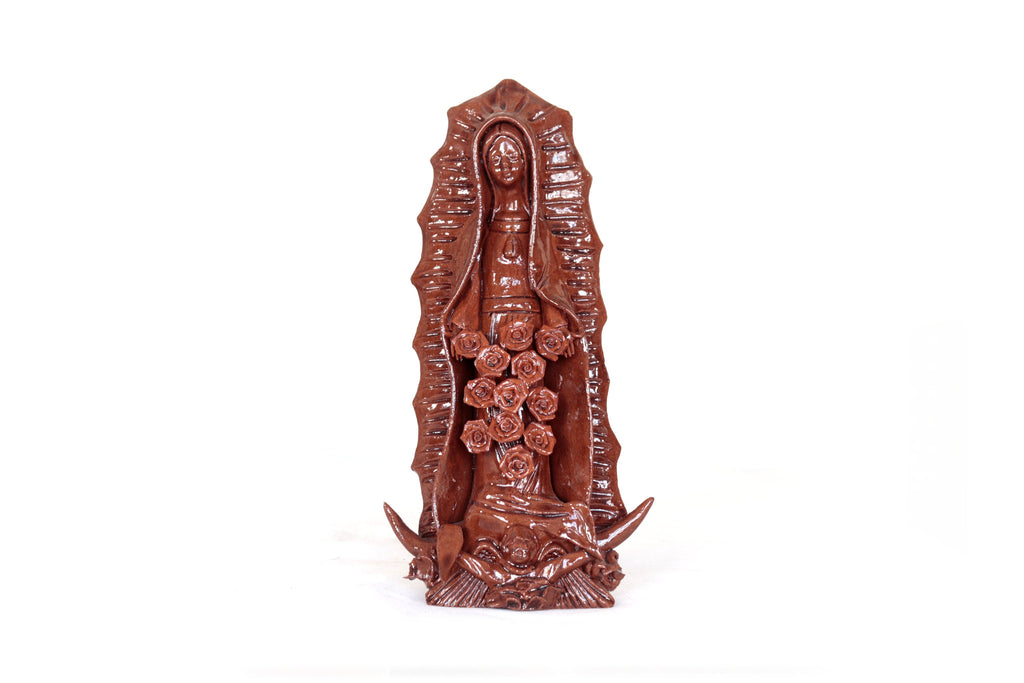 Virgin of Guadalupe - Glazed Clay brown - 11.8 in. Montoya